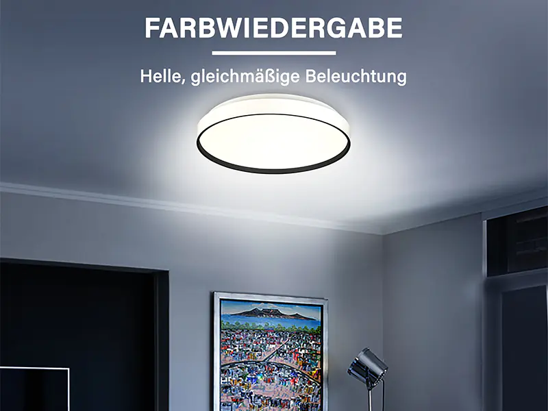 MegaLight LED-Deckenleuchte Shining Jupiter Black Ø38 cm Backlight dimmbar