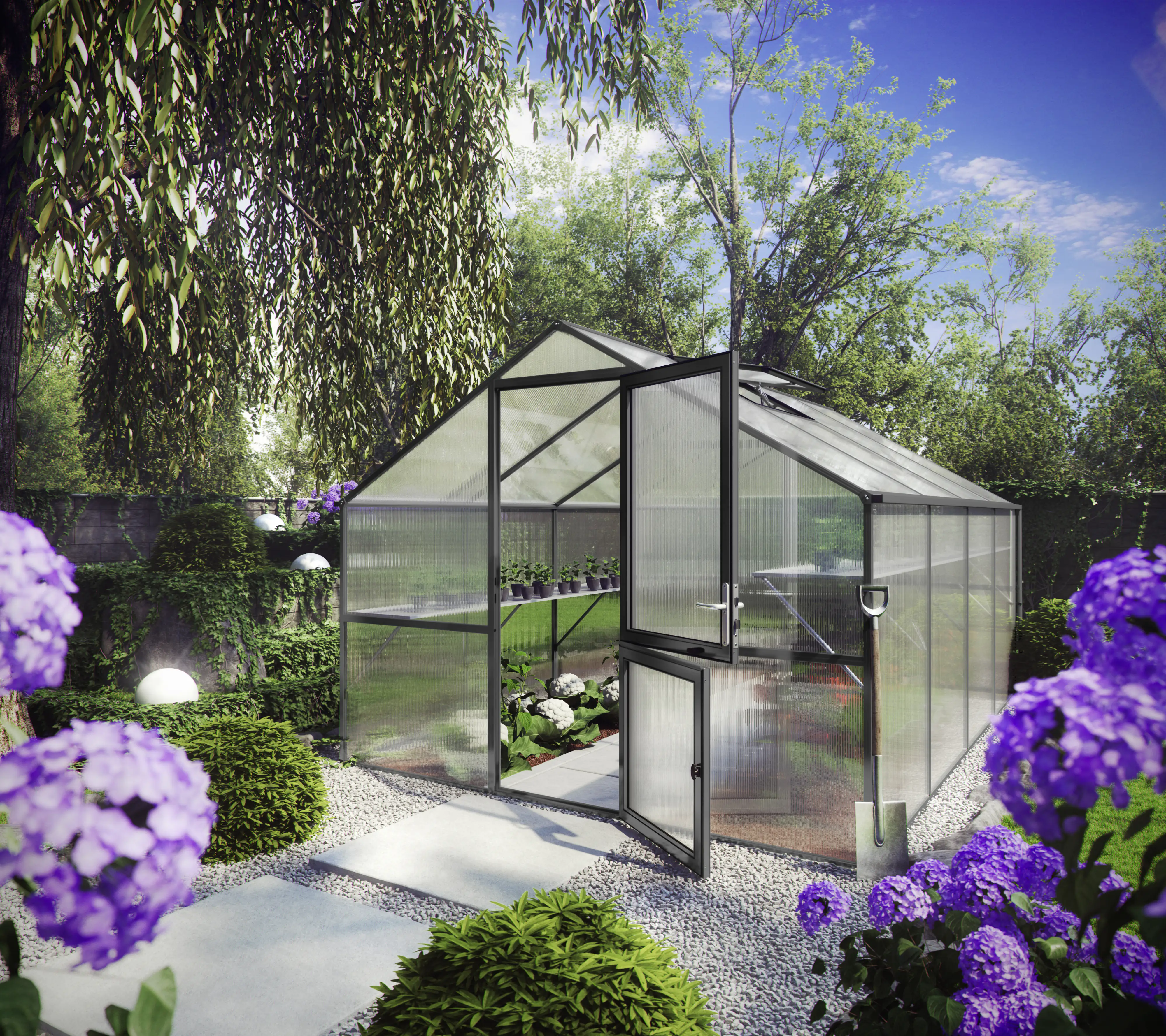 KGT Gewächshaus Tulpe IV 4,29 x 2,97 x 2,15 m, anthrazit-grau