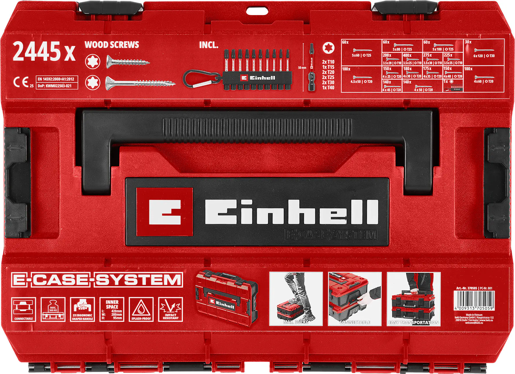 Einhell Schraubenset mit Bits in E-Case-Koffer 2.445-teilig