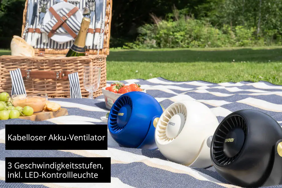 Unold Akku-Ventilator Breezy Bowl Ø 9 cm 6 W 3 Stufen creme
