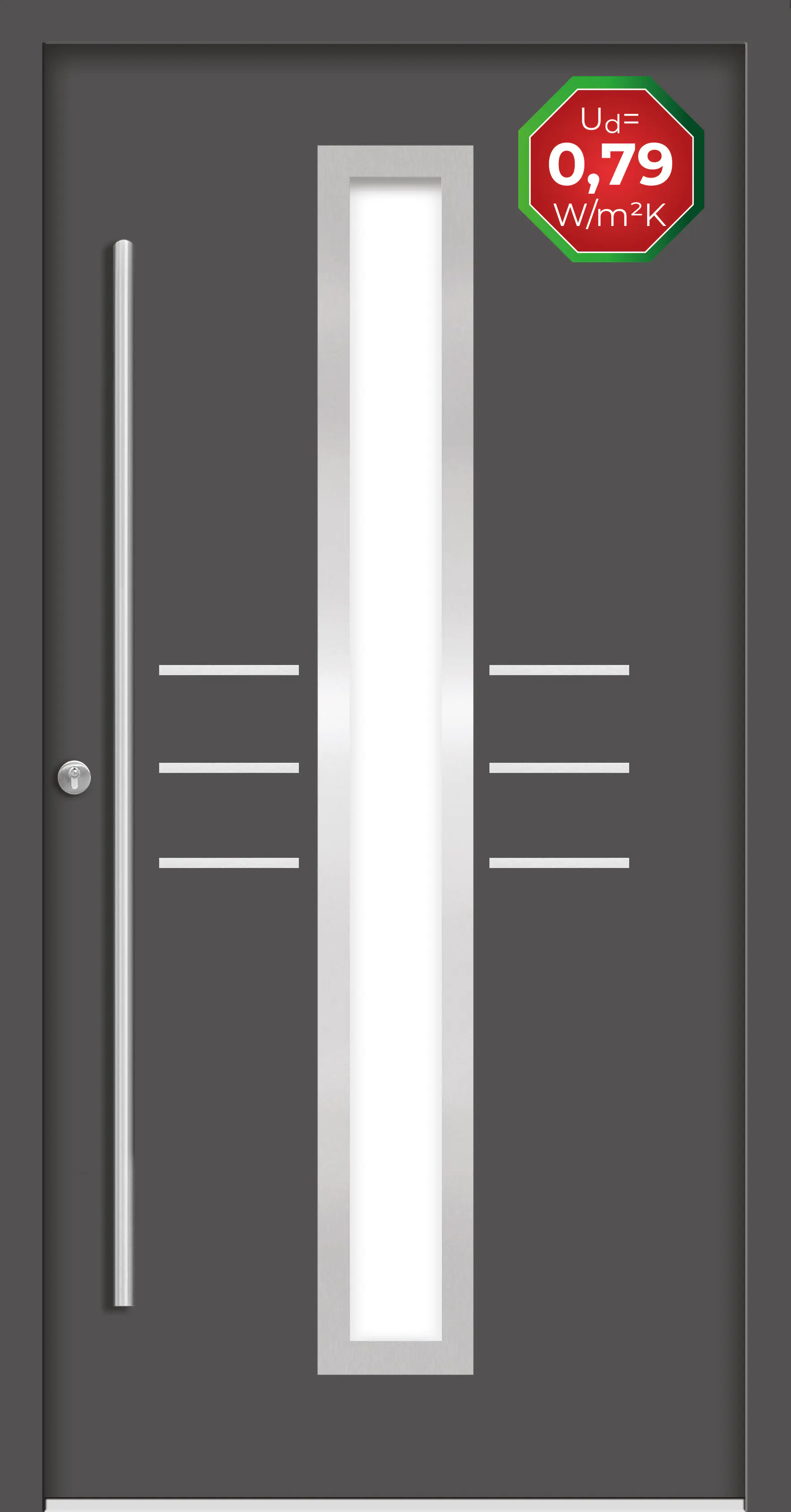 Splendoor Haustür Passivedoor Premium B07 Anthrazit DIN Links 110 x 210 cm