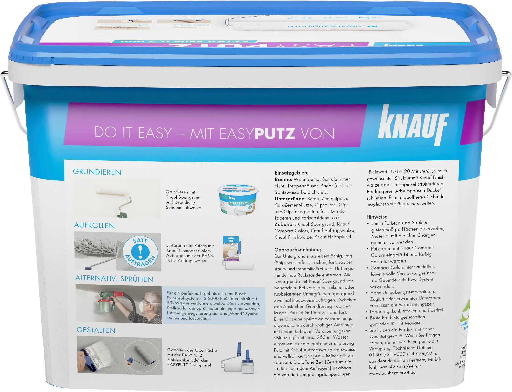 Knauf EasyPutz Streichputz 10 kg 0,5 mm extra fein schneeweiß