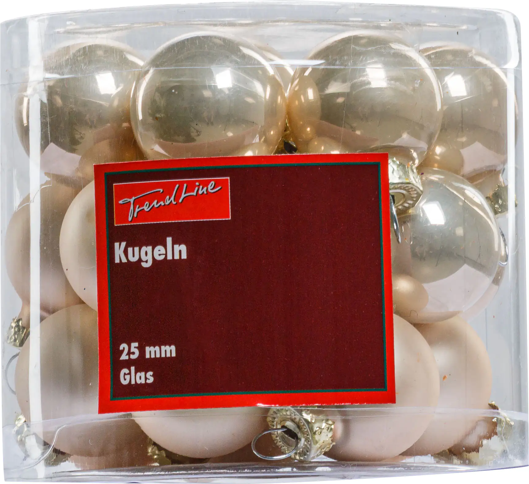 2076601553144_01 TrendLine Weihnachtskugeln aus Glas Ø 2,5 cm champagner 24 Stück