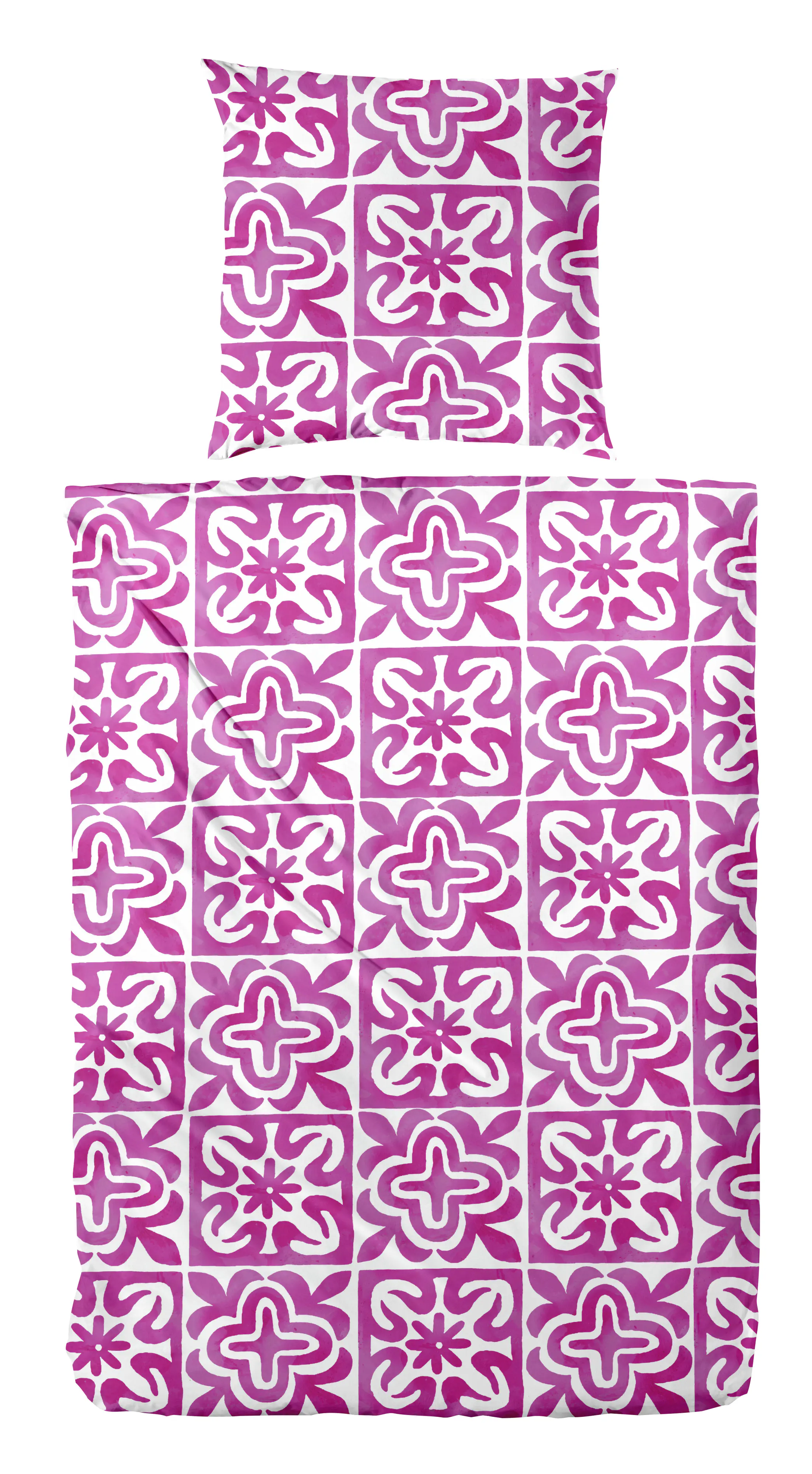 Bettwäsche Renforce Grafisch pink 155 x 220 cm