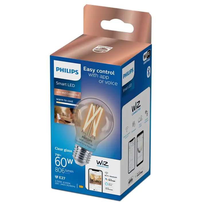 Philips Smart LED Leuchtmittel Tunable White Clear A60 E27 Birnenform 7 W Philips Smart LED Leuchtmittel Tunable White Clear A60 E27 Birnenform 7 W