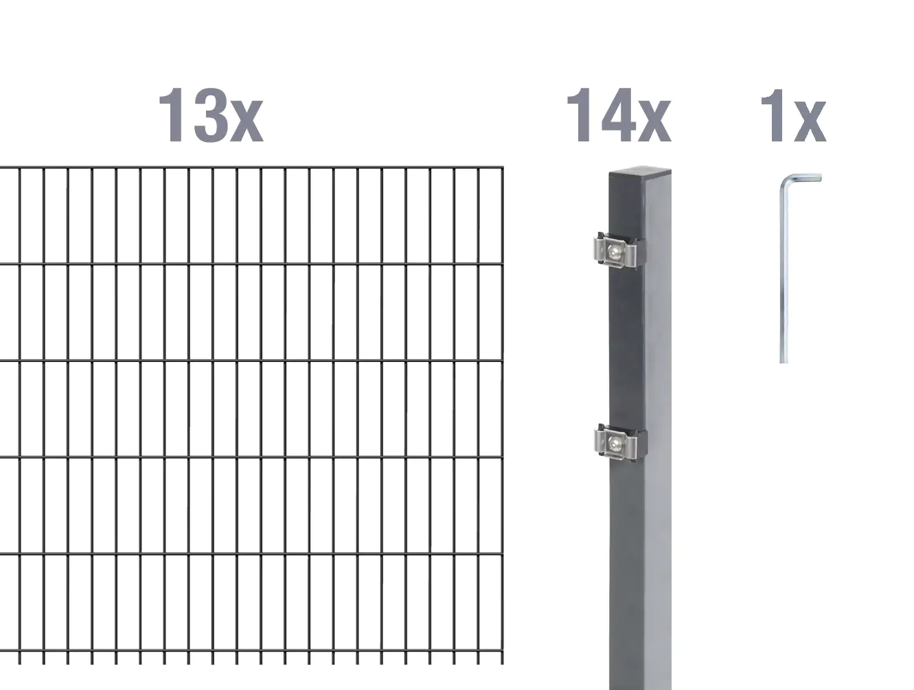Alberts Doppelstabmatten-Grundset 26 m 200 x 80 cm 6/5/6 anthrazit Alberts Doppelstabmatten-Grundset 26 m 200 x 80 cm 6/5/6 anthrazit