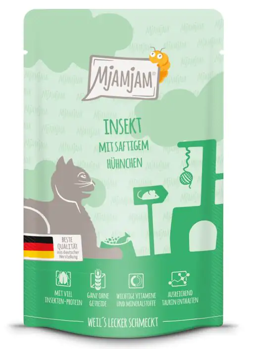 MjAMjAM Adult Quetschie Insekt mit Hühnchen Katzenfutter 125g