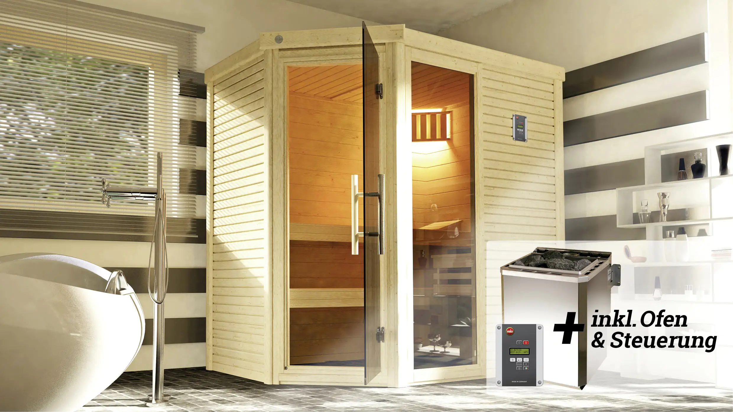 Weka Design-Sauna CUBILIS Gr. 2 Sparset 7,5 kw BioS