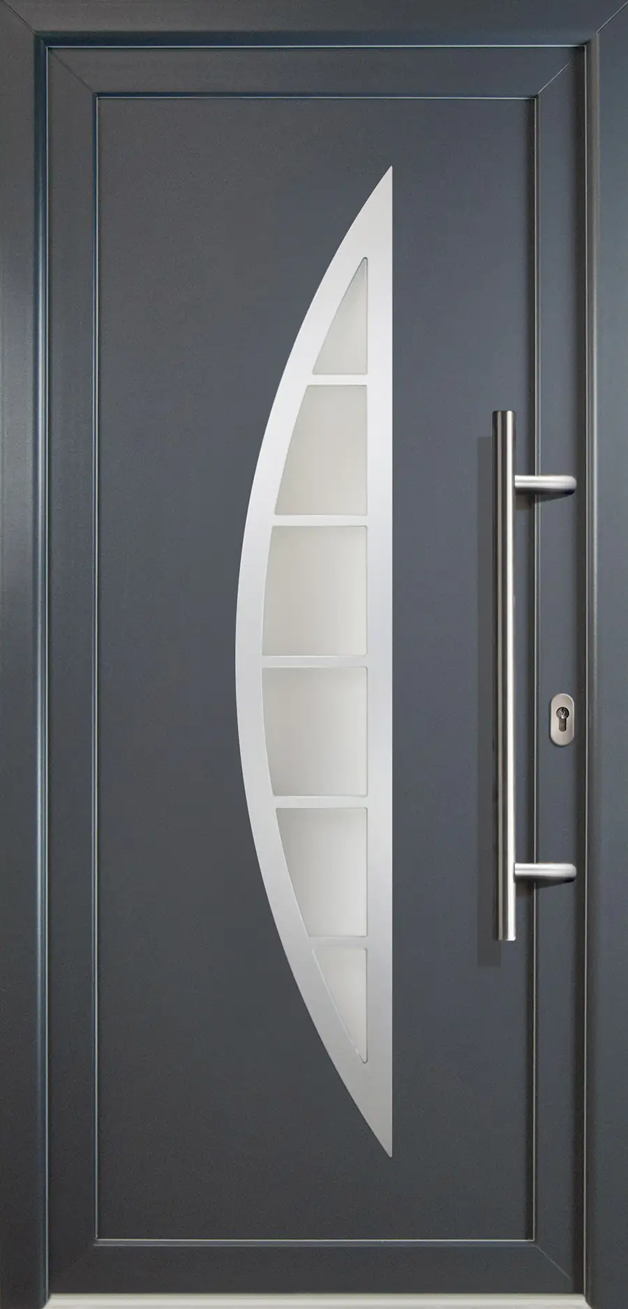 4060691161110 Meeth Haustür Signum PVC Exclusiv PVC Modell 28 88 x 208 cm, DIN rechts, weiß/titan