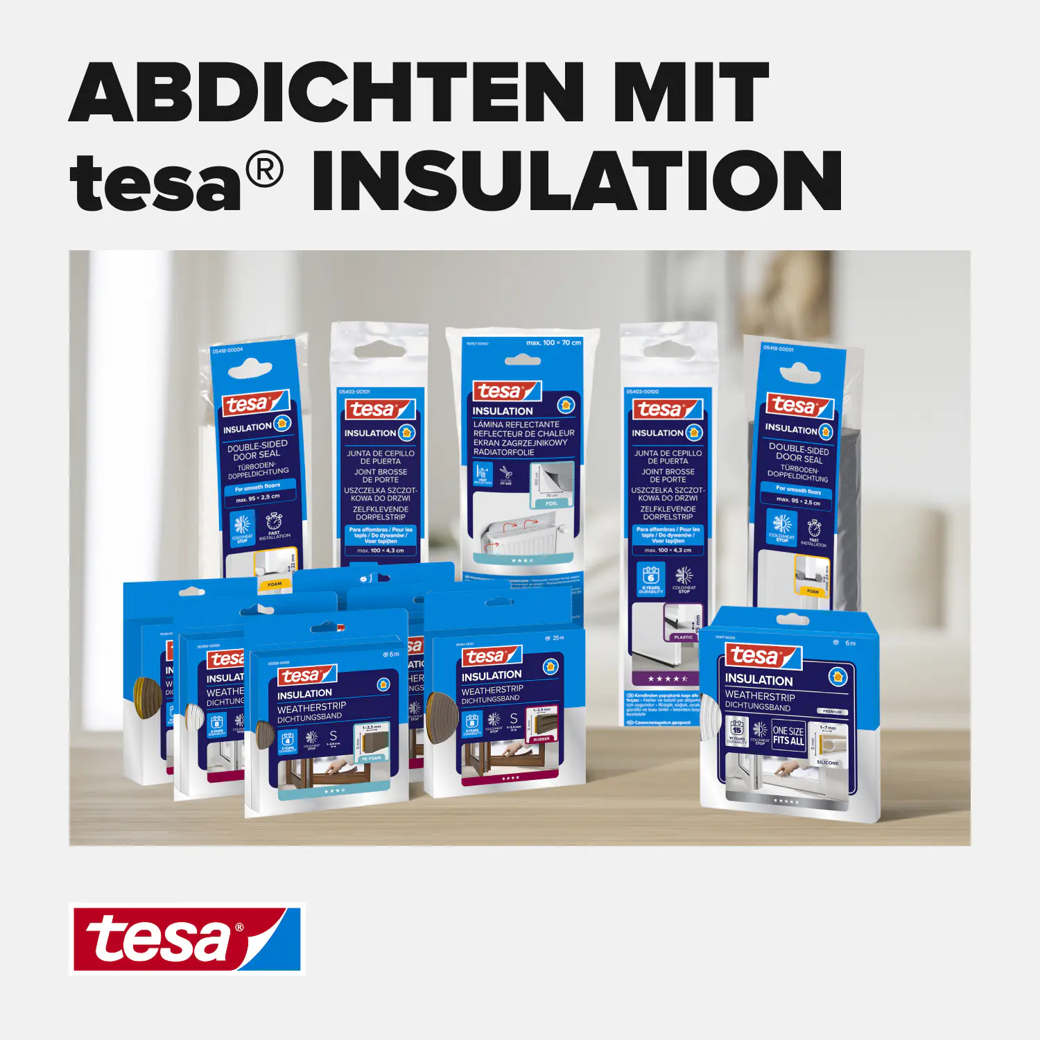 tesa Moll Türdichtschiene weiß, für Textilböden, für Spalten bis 15 mm