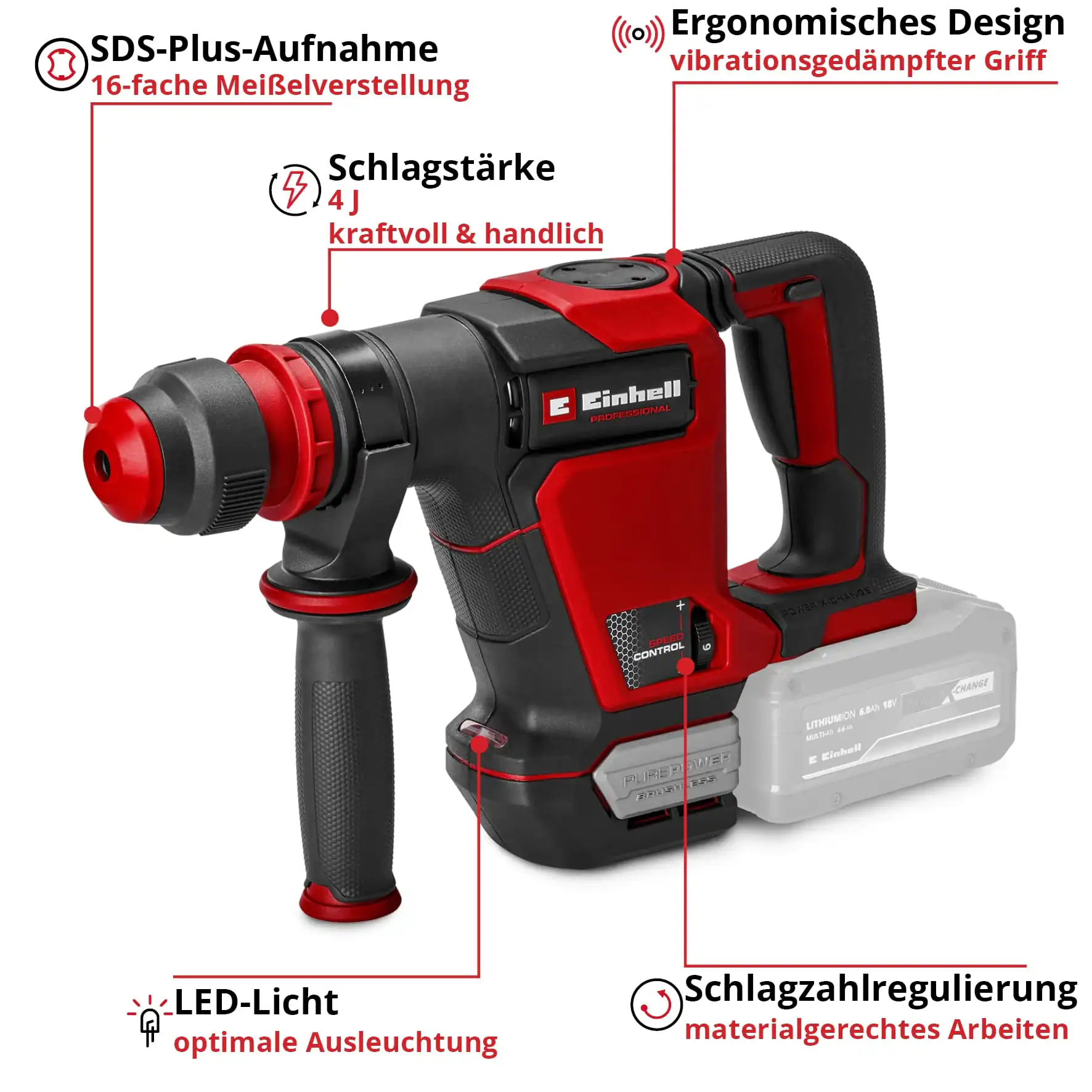 Einhell Professional Akku-Abbruchhammer TP-DH 18/4 Li BL Solo Einhell Professional Akku-Abbruchhammer TP-DH 18/4 Li BL Solo