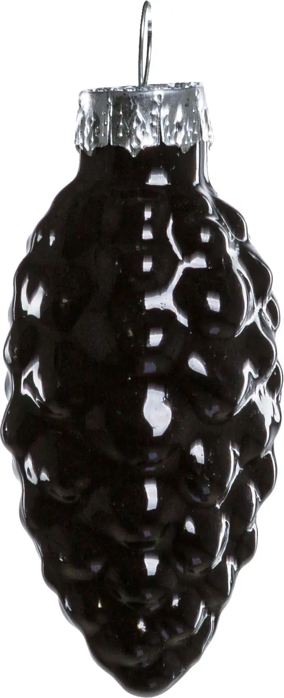TrendLine Weihnachtskugeln Glas-Tannenzapfen 6 cm schwarz 12 Stück