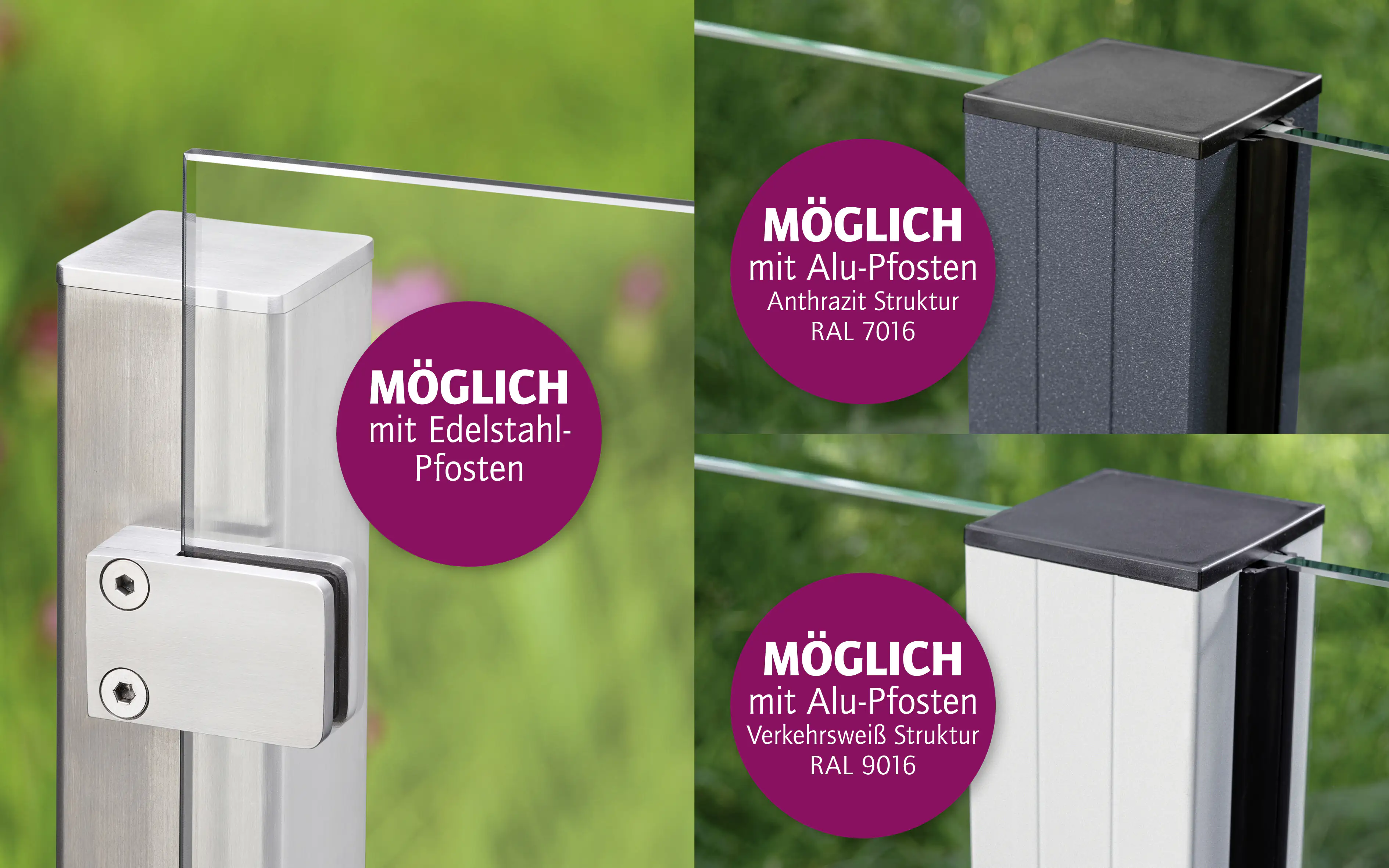 Ambiente Glaszaun B x H: 103 cm x 180 cm, gehärtetes 8 mm Glas Ambiente Glaszaun B x H: 103 cm x 180 cm, gehärtetes 8 mm Glas