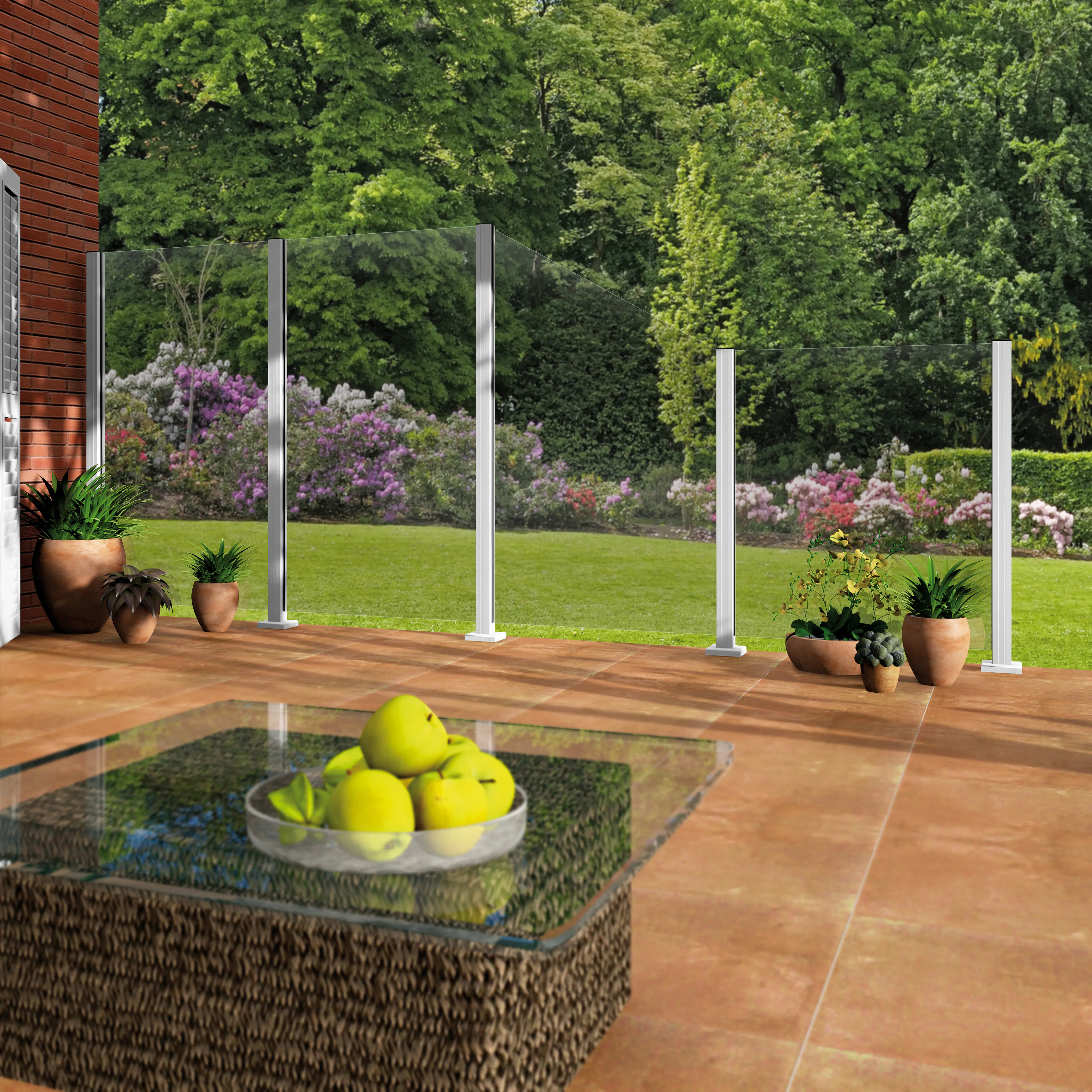 Ambiente Glaszaun Grundset Klarglas 187 x 107,2 cm weiß Ambiente Glaszaun Grundset Klarglas 187 x 107,2 cm weiß