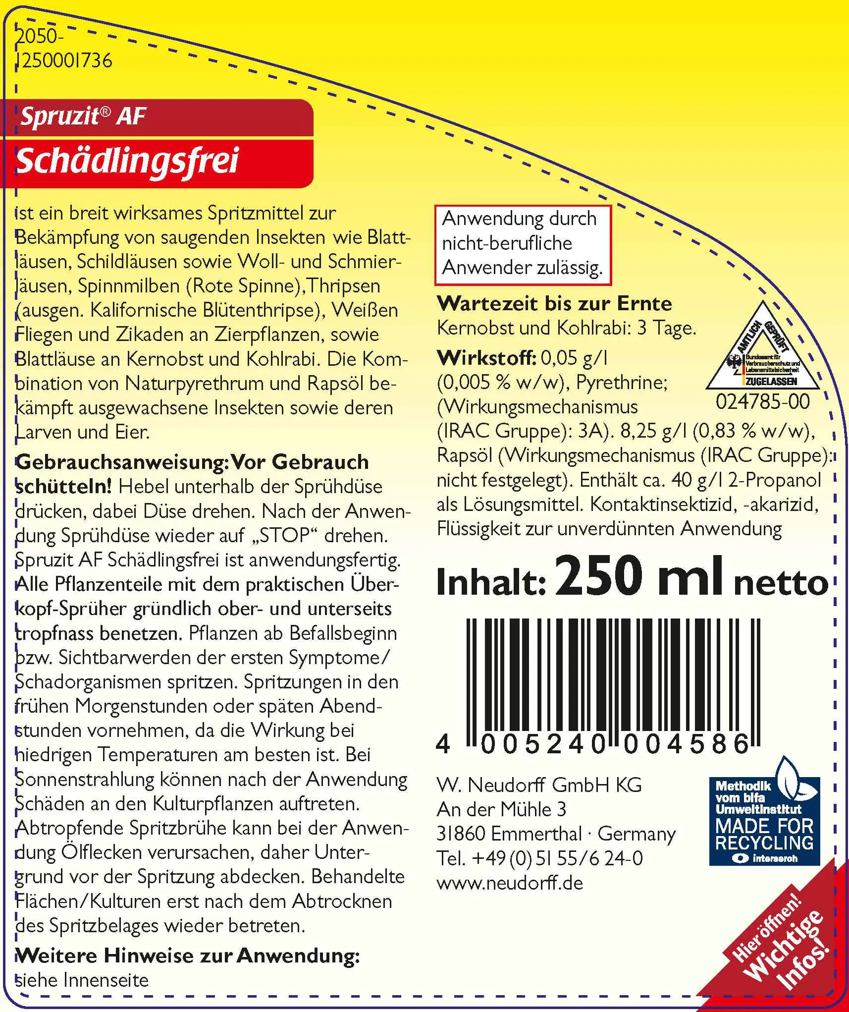 Spruzit AF Schädlingsfrei 250 ml