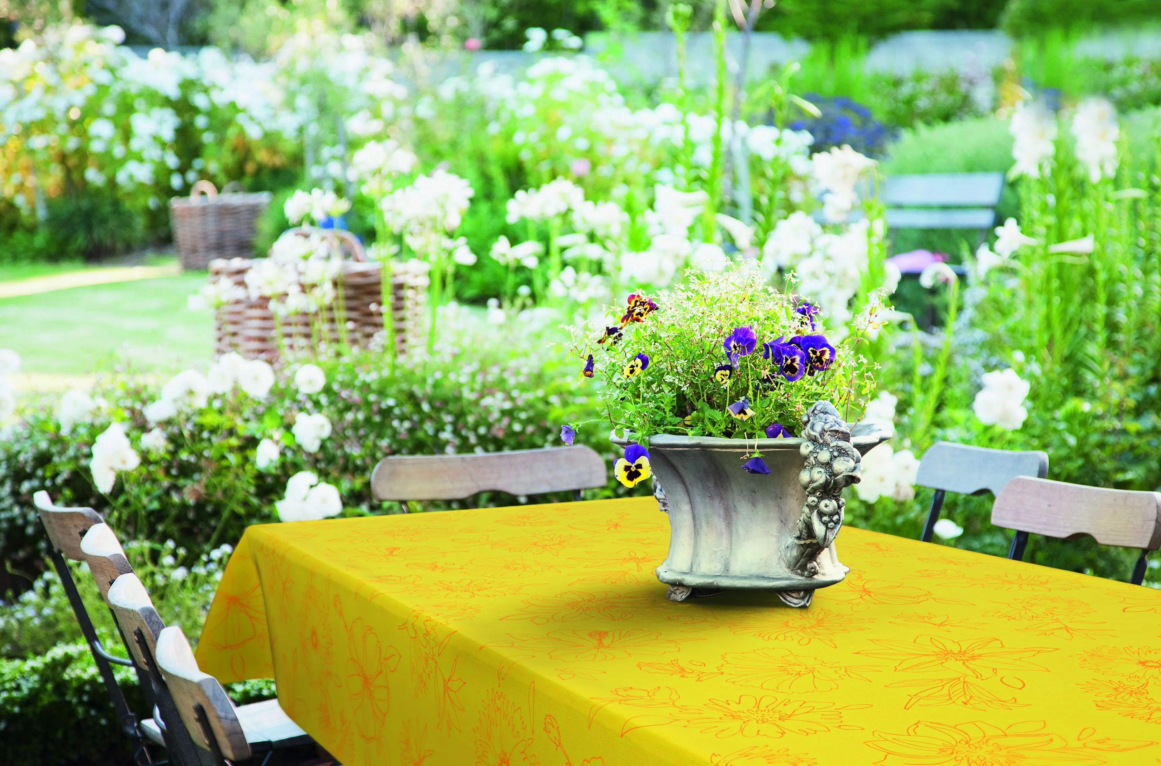 d-c-fix Tischdecke Manhattan Palmas gelb 140 cm