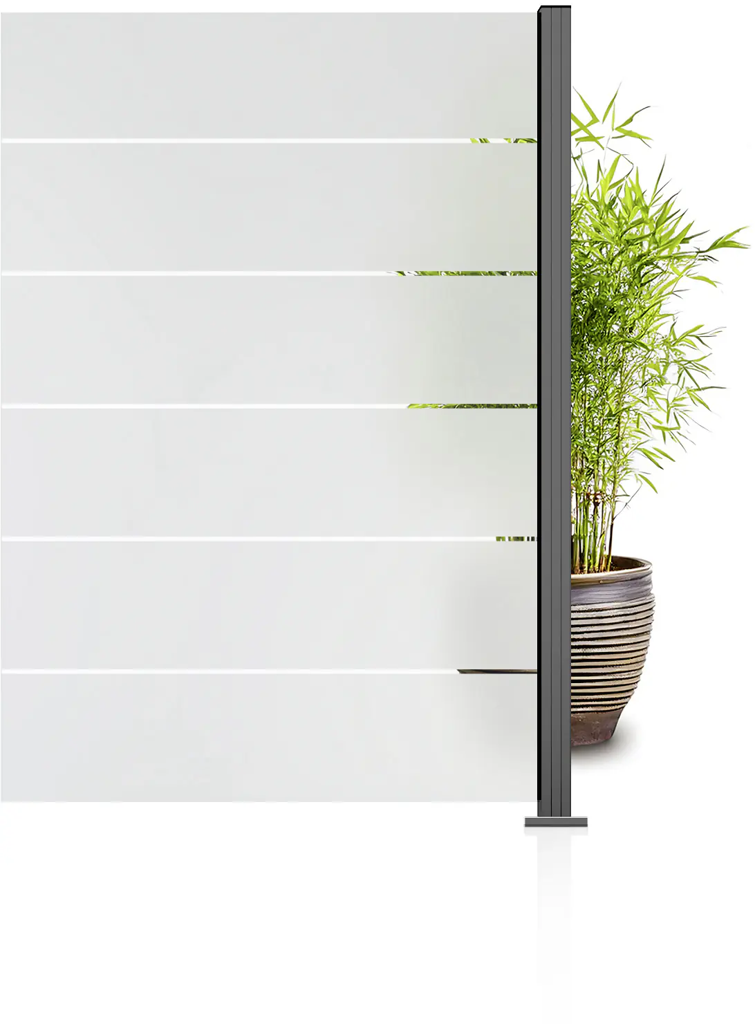 Ambiente Glaszaun Erweiterungsset Klarglas mit Siebdruck 187 x 124,2 grau