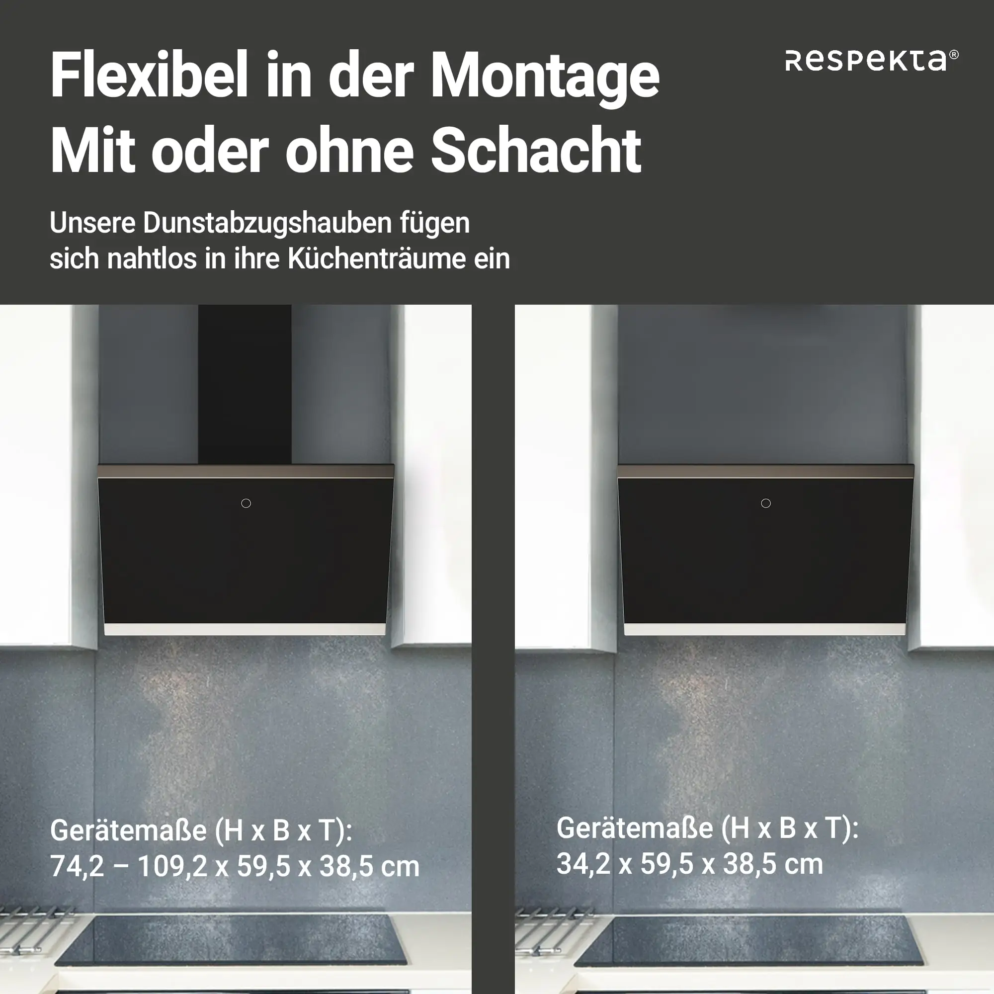 Respekta Dunstabzug-Schräghaube CH89060S Respekta Dunstabzug-Schräghaube CH89060S