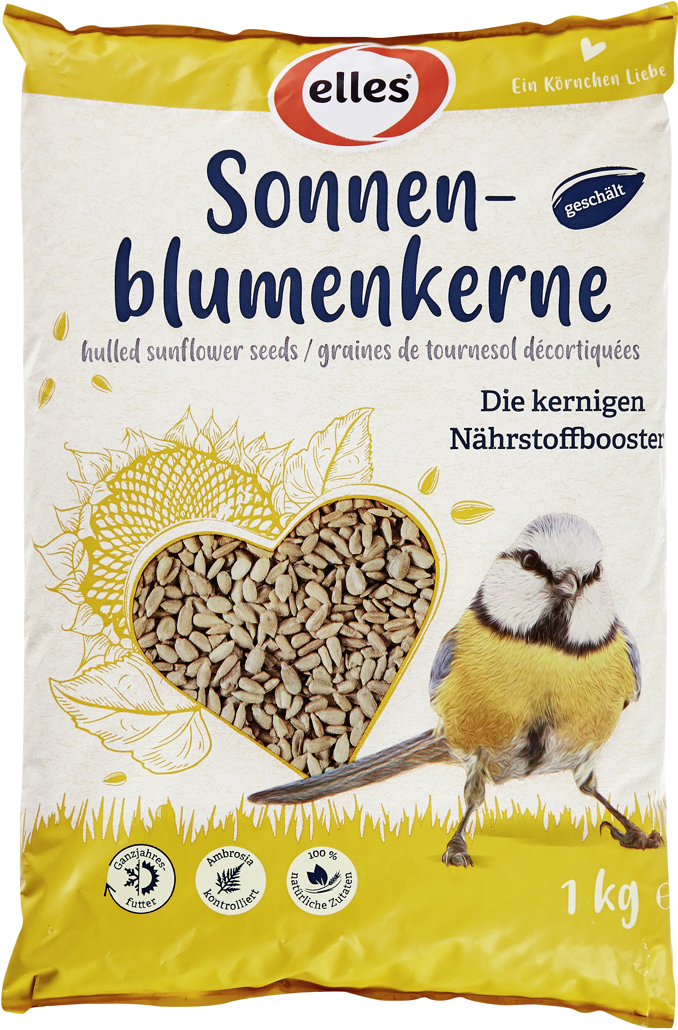 Elles Wildvogelfutter Sonnenblumenkerne geschält 1 kg Elles Wildvogelfutter Sonnenblumenkerne geschält 1 kg