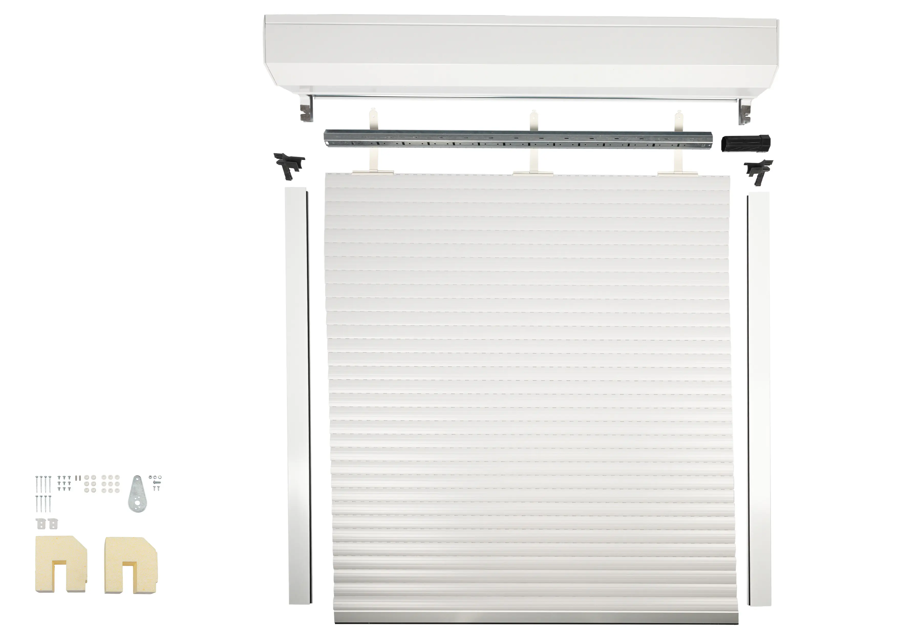 Schellenberg Vorbaurollladen-Set, 105 x 120 cm, 45°-Rollladenkasten, weiß/grau Schellenberg Vorbaurollladen-Set, 105 x 120 cm, 45°-Rollladenkasten, weiß/grau