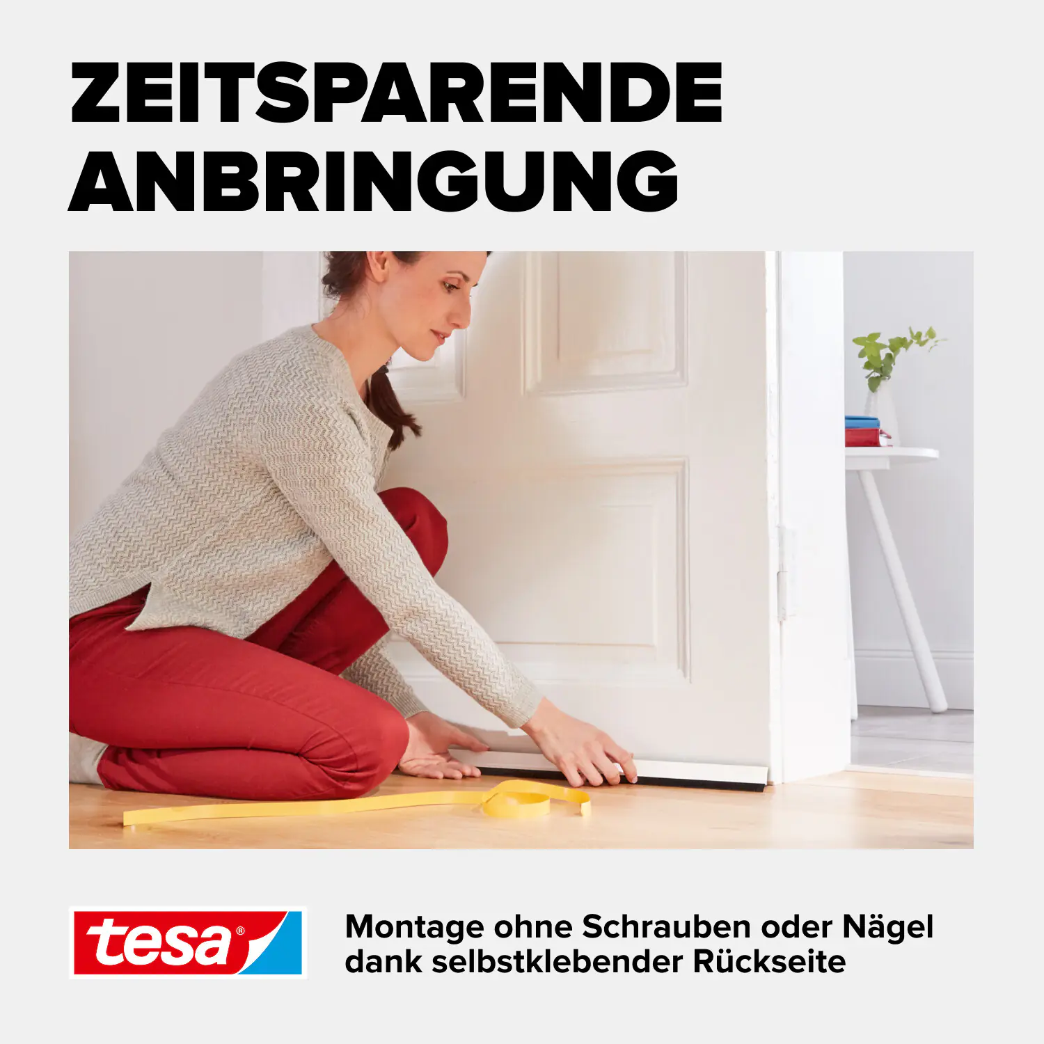 tesa Moll Türdichtschiene weiß, für Textilböden, für Spalten bis 15 mm