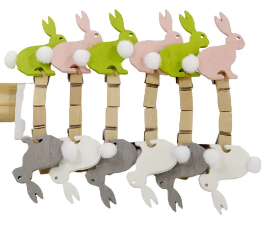 TrendLine Clip Osterhase 3,5 cm natur bunt 12 Stück