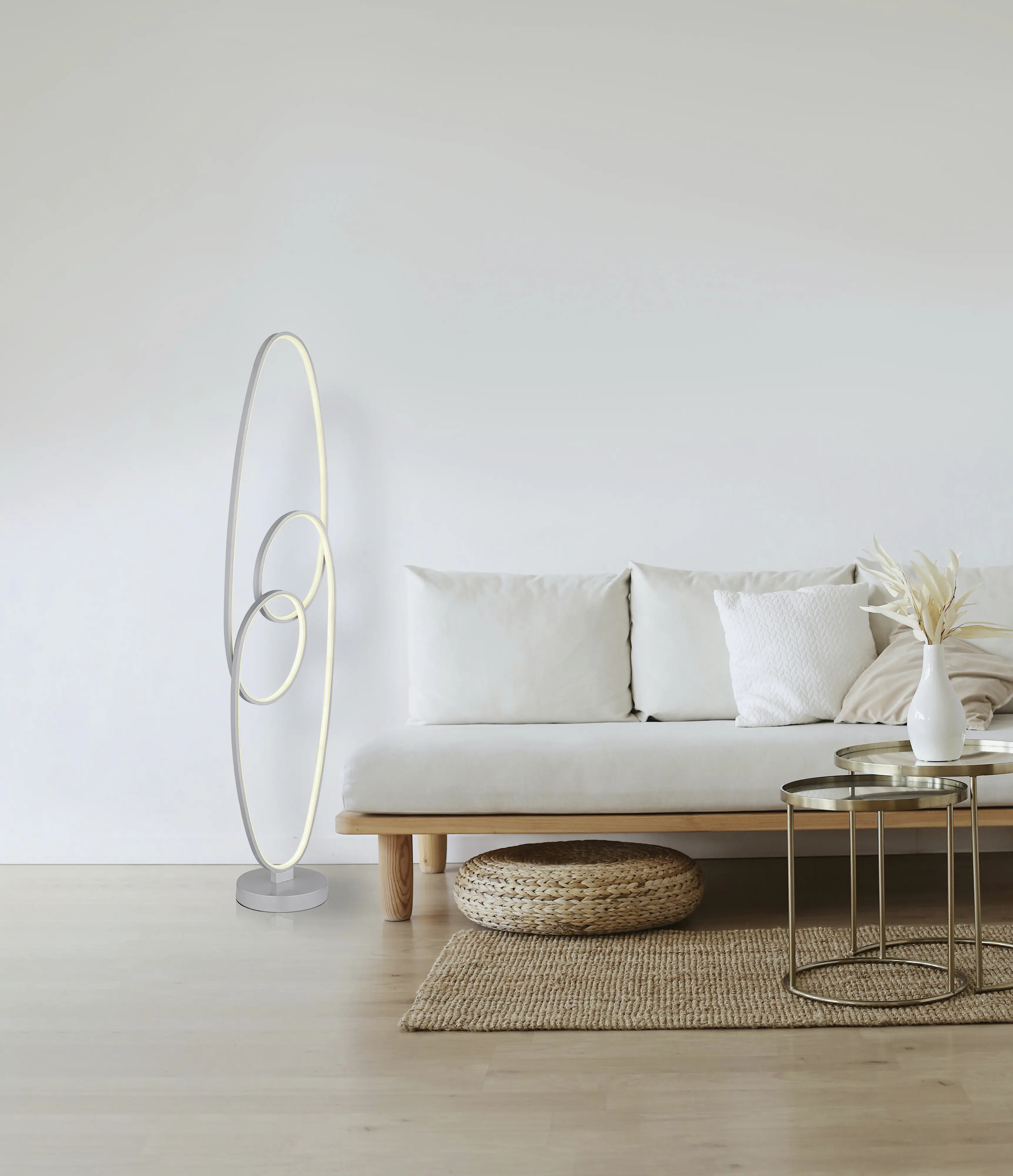 Globo Stehleuchte Spira 122 cm silber warmweiß