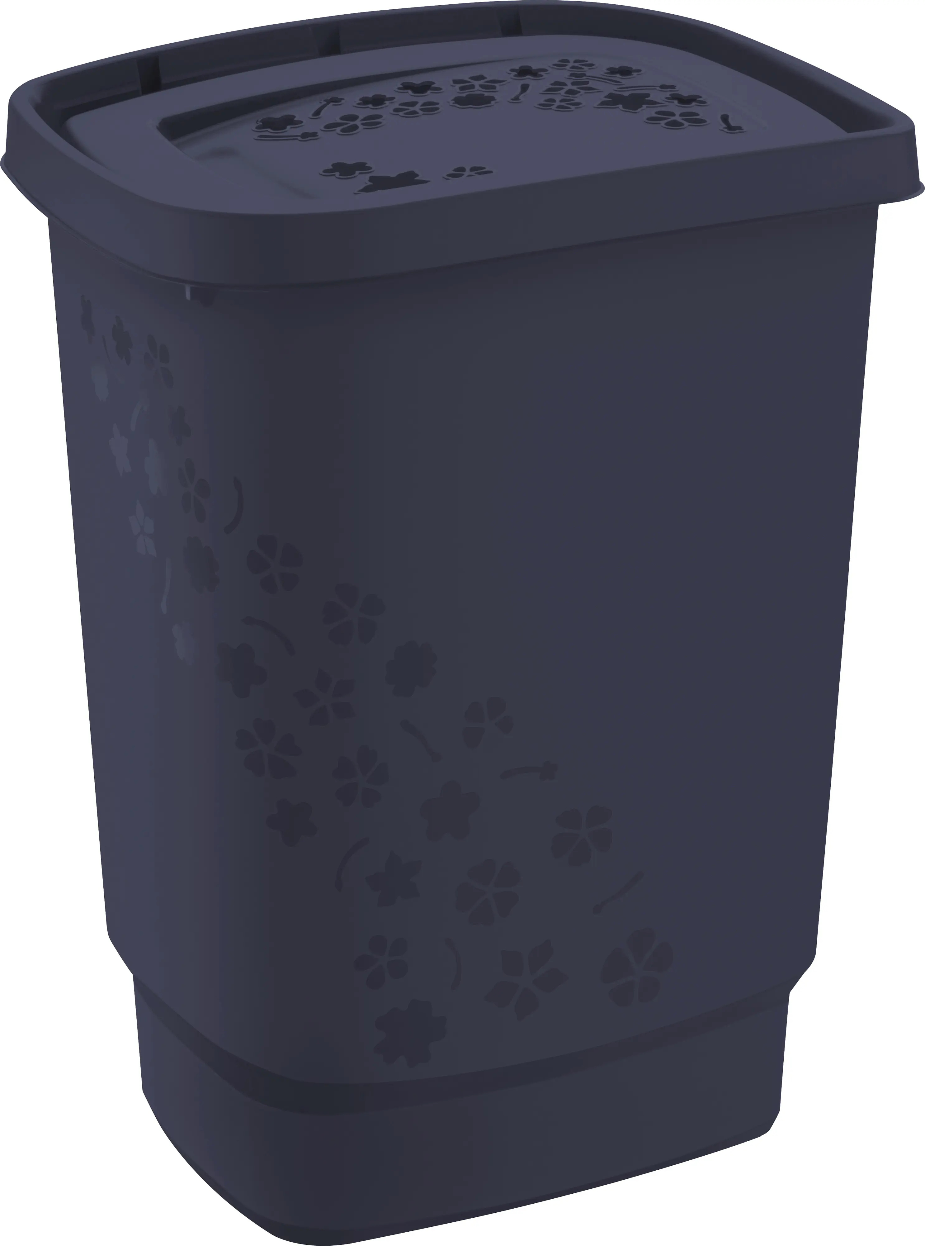 Rotho Wäschesammler Flowers, 55 l midnight blau