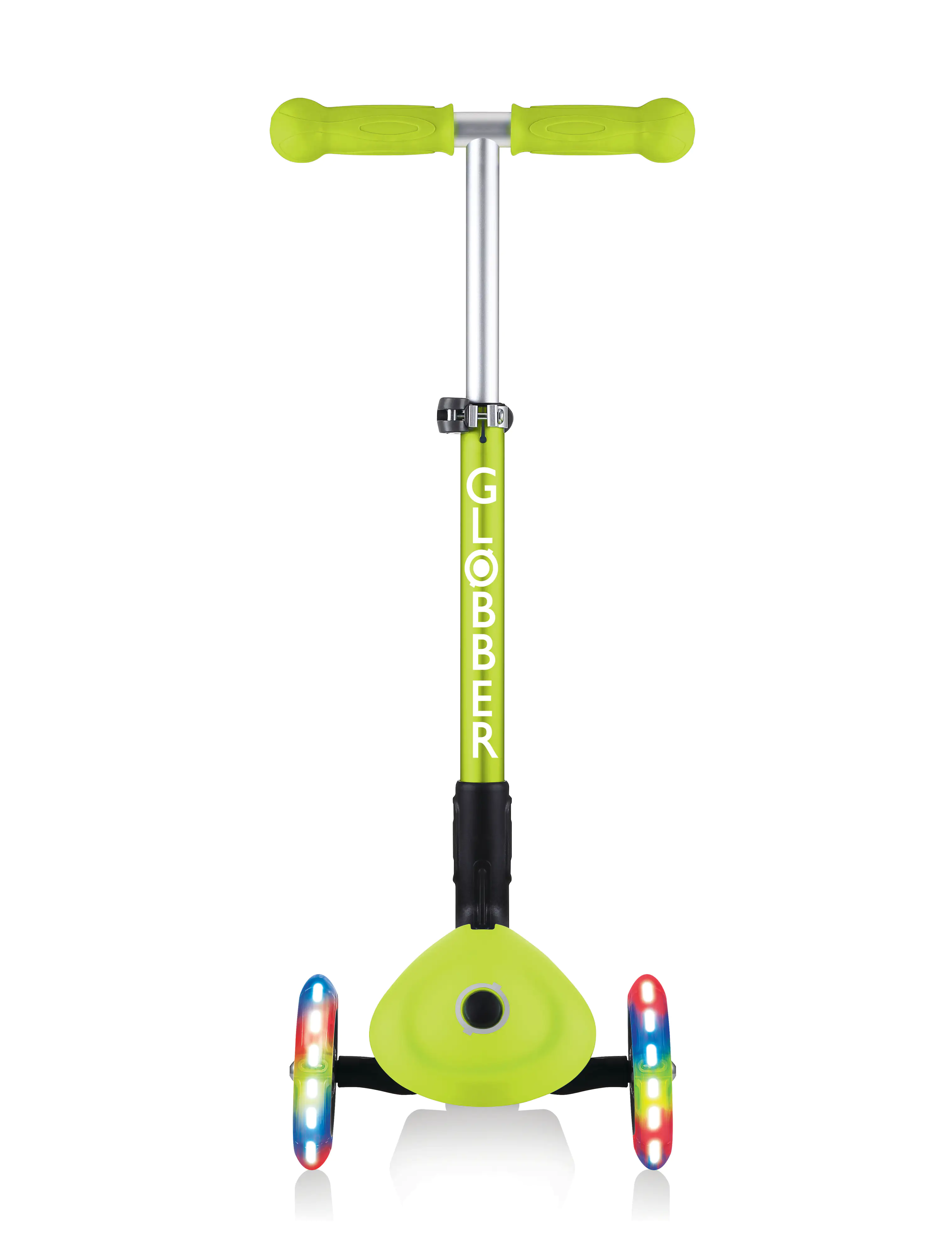 Globber Scooter Junior Foldable Lights limegrün mit Leuchtrollen