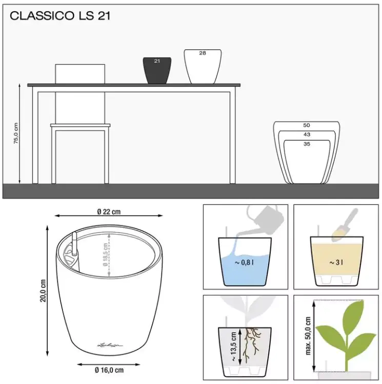 Lechuza Pflanzgefäß Classico Premium 35 weiß 