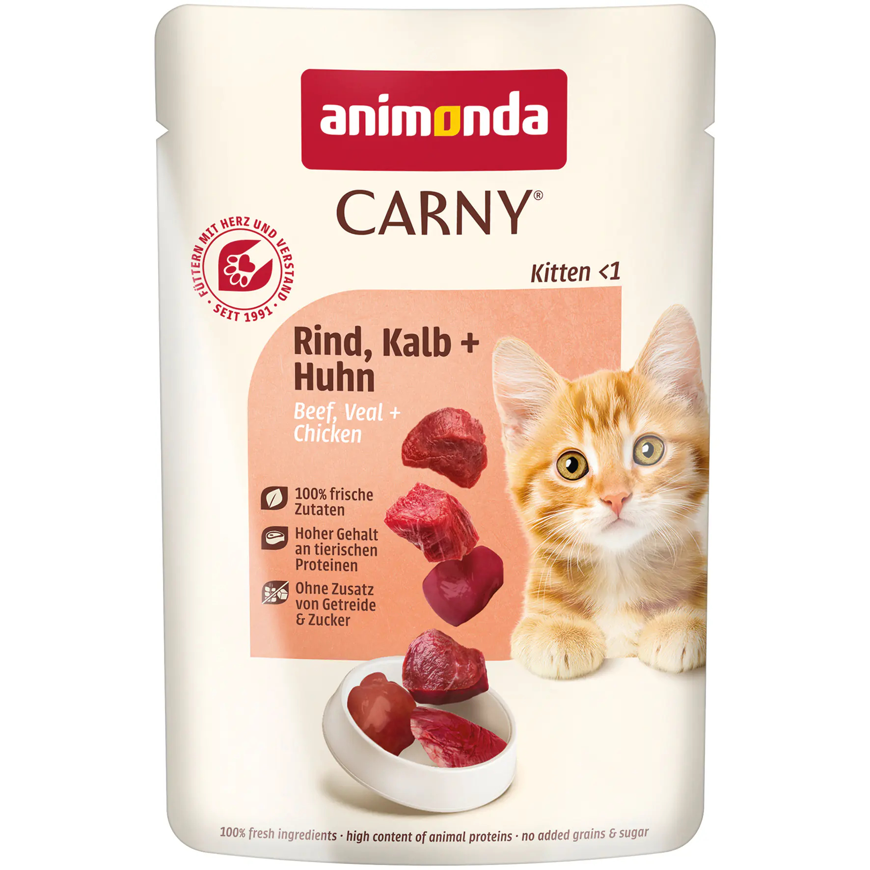 Animonda Carny Kitten Katzennassfutter getreidefrei 85 g Rind, Kalb & Huhn