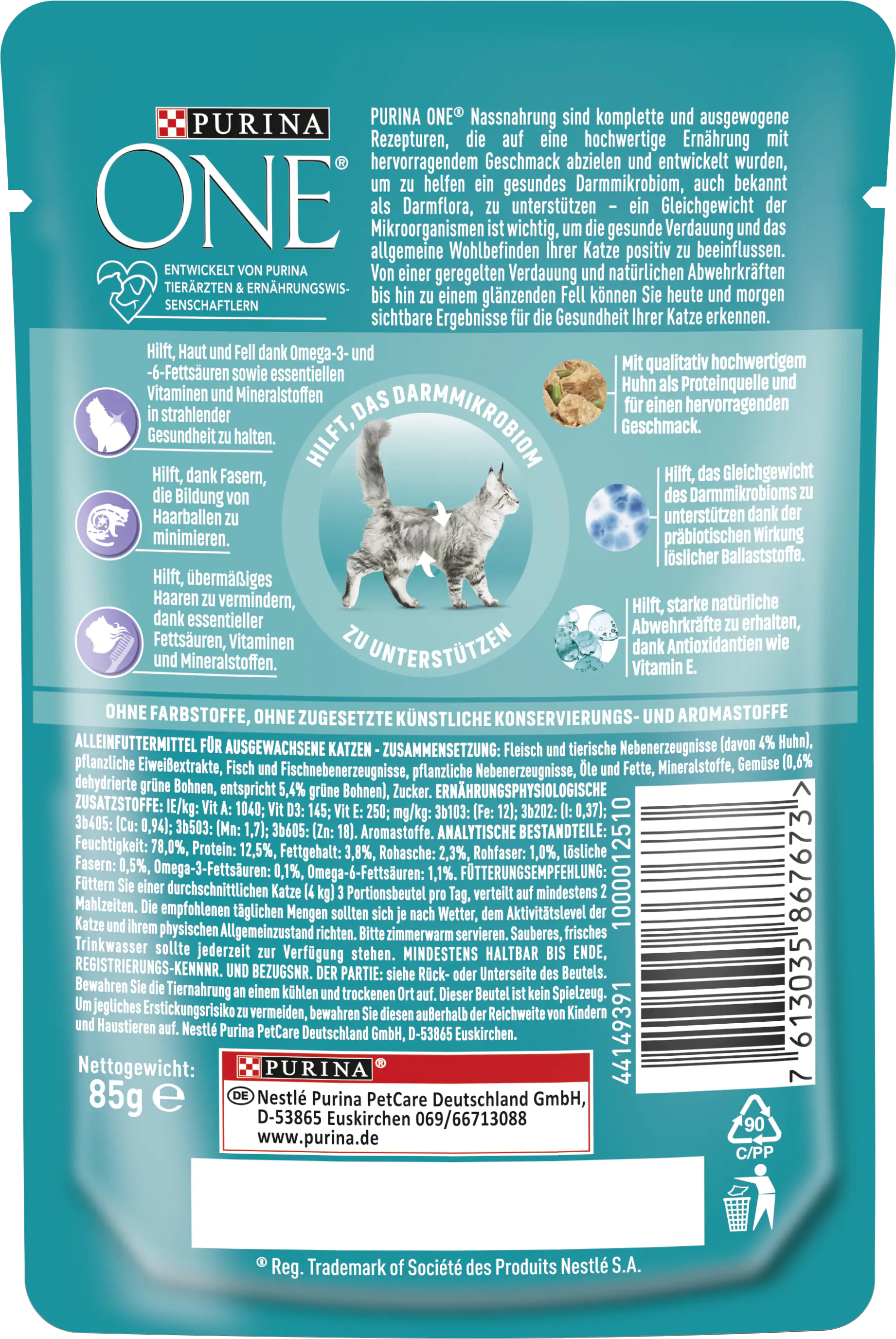 Purina ONE Coat& Hairb Huhn Katzennassfutter 85 g Purina ONE Coat& Hairb Huhn Katzennassfutter 85 g
