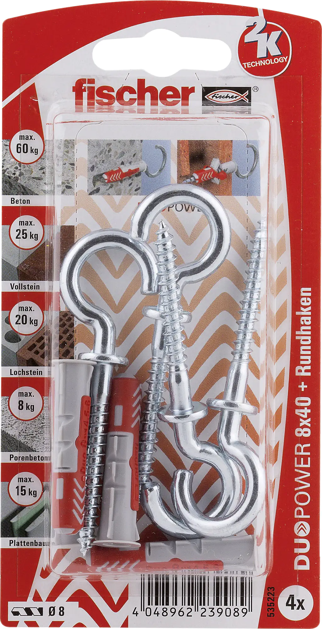 Fischer Dübel-Set Duopower 8.0 x 40 mm - 4 Stück