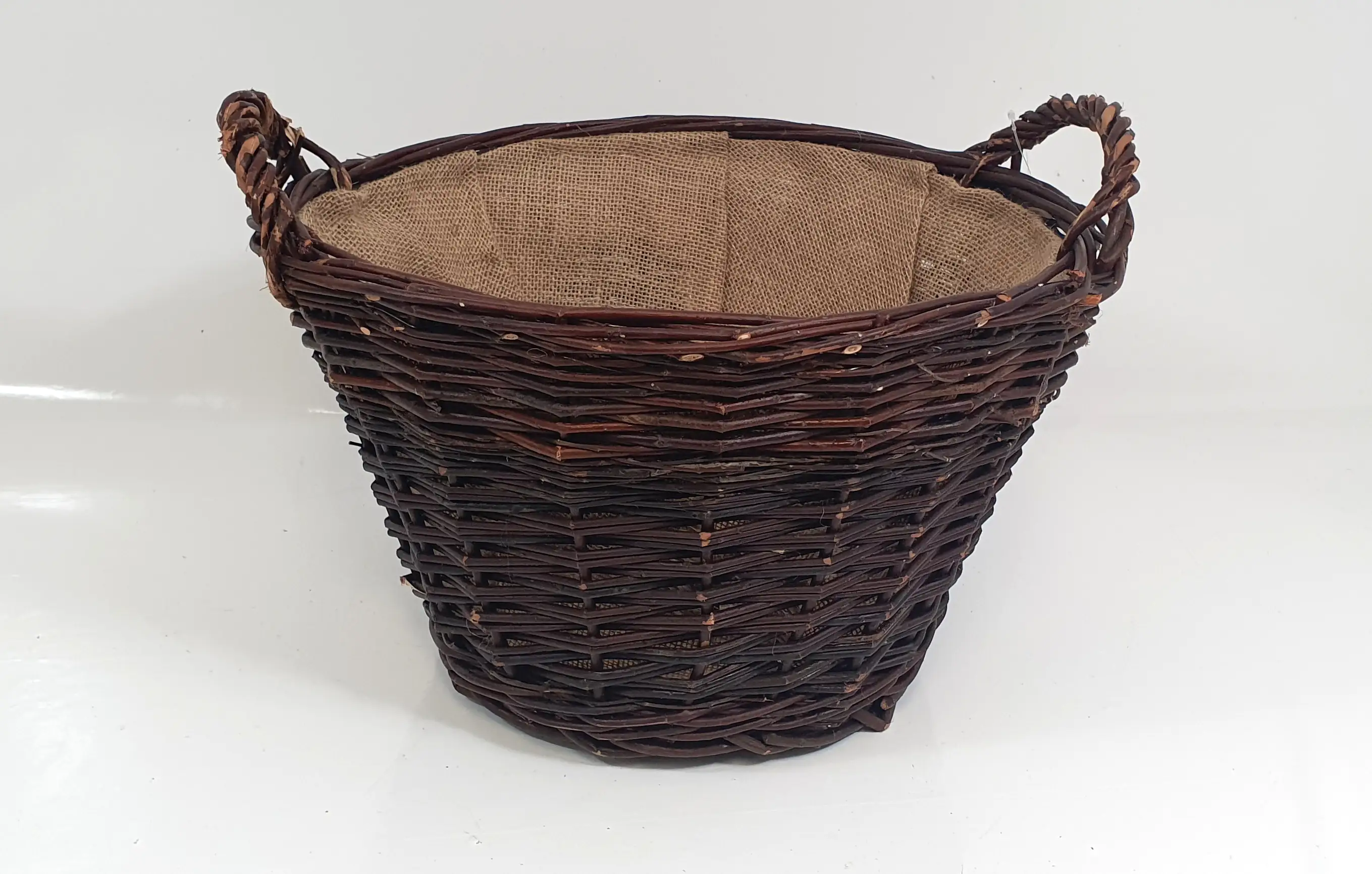 Aufbewahrungskorb Kiepe braun mit Jute  mittel