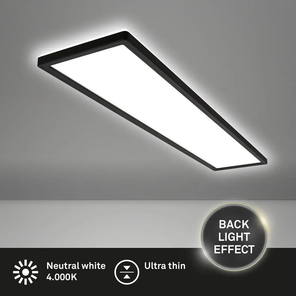 Briloner LED-Deckenlampe Tava 98x20 cm schwarz neutralweiß