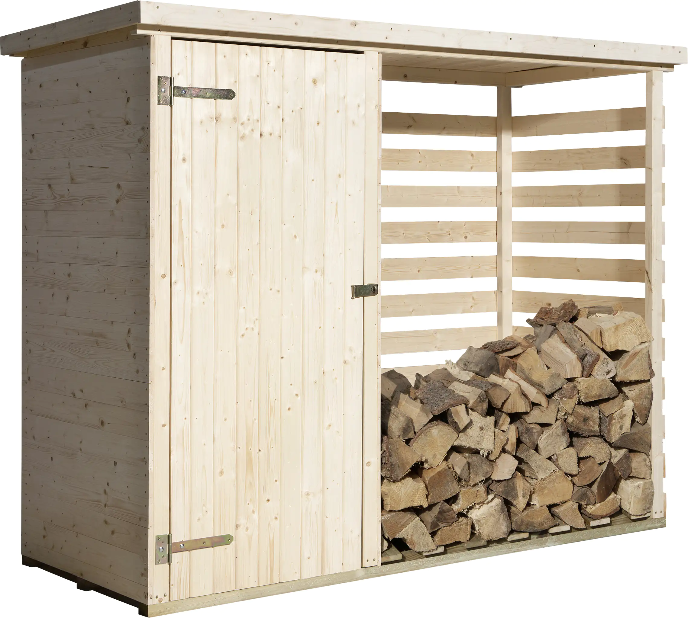 Weka Brennholzlager 663 240 x 90 cm natur mit Geräteraum