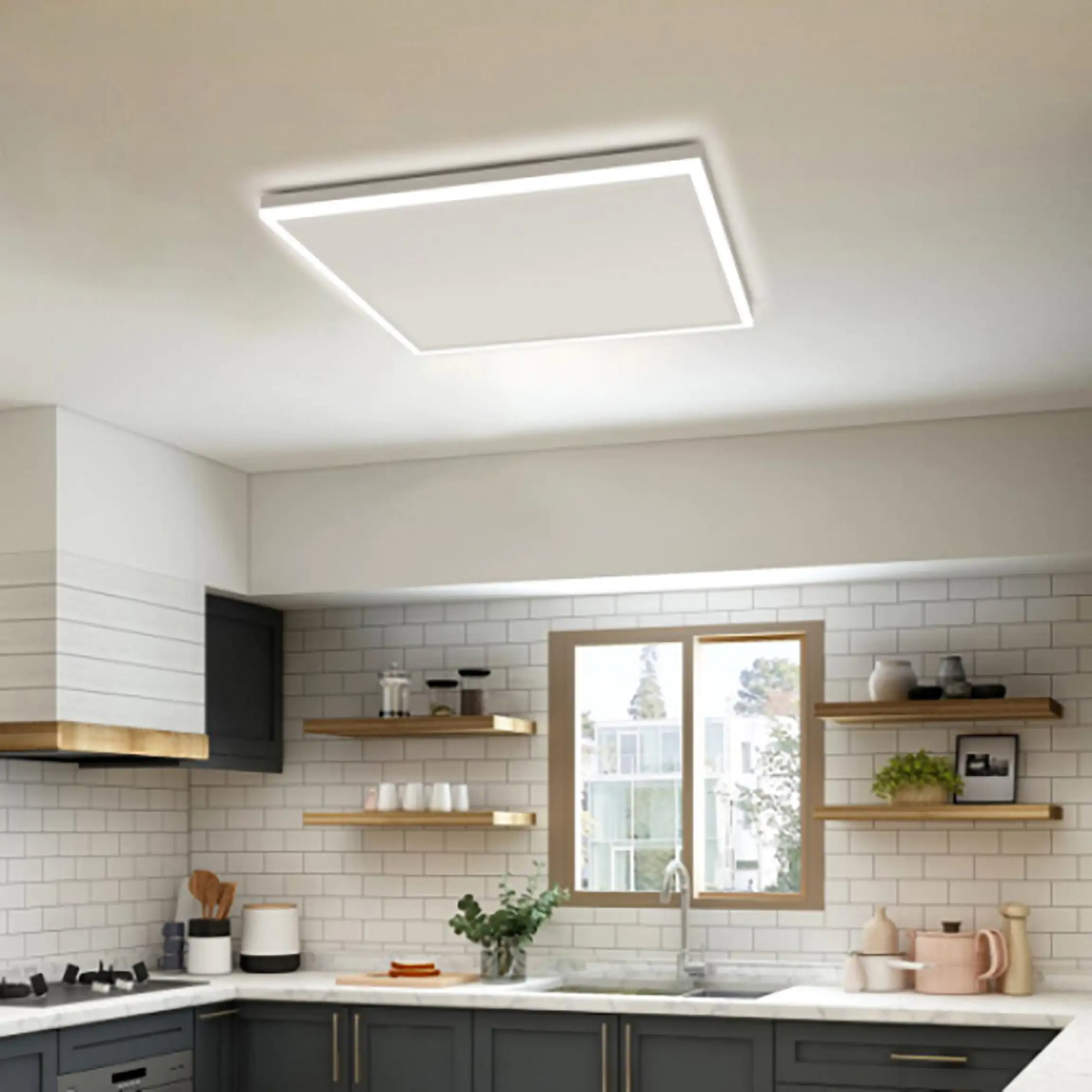 Infrarot Deckenheizkörper mit LED Licht 65x x 63 cm, weiß, 400 Watt