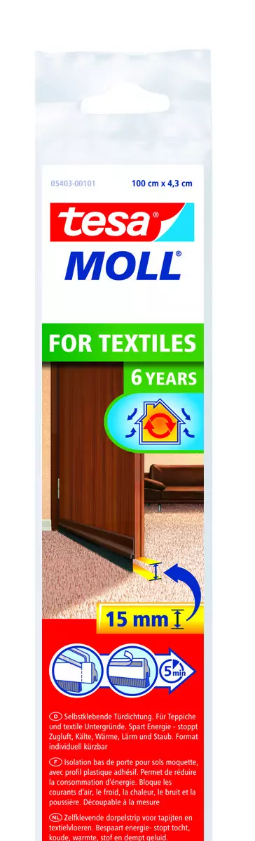 tesa Moll Türdichtschiene braun für Textilboden für Spalten bis 15 mm