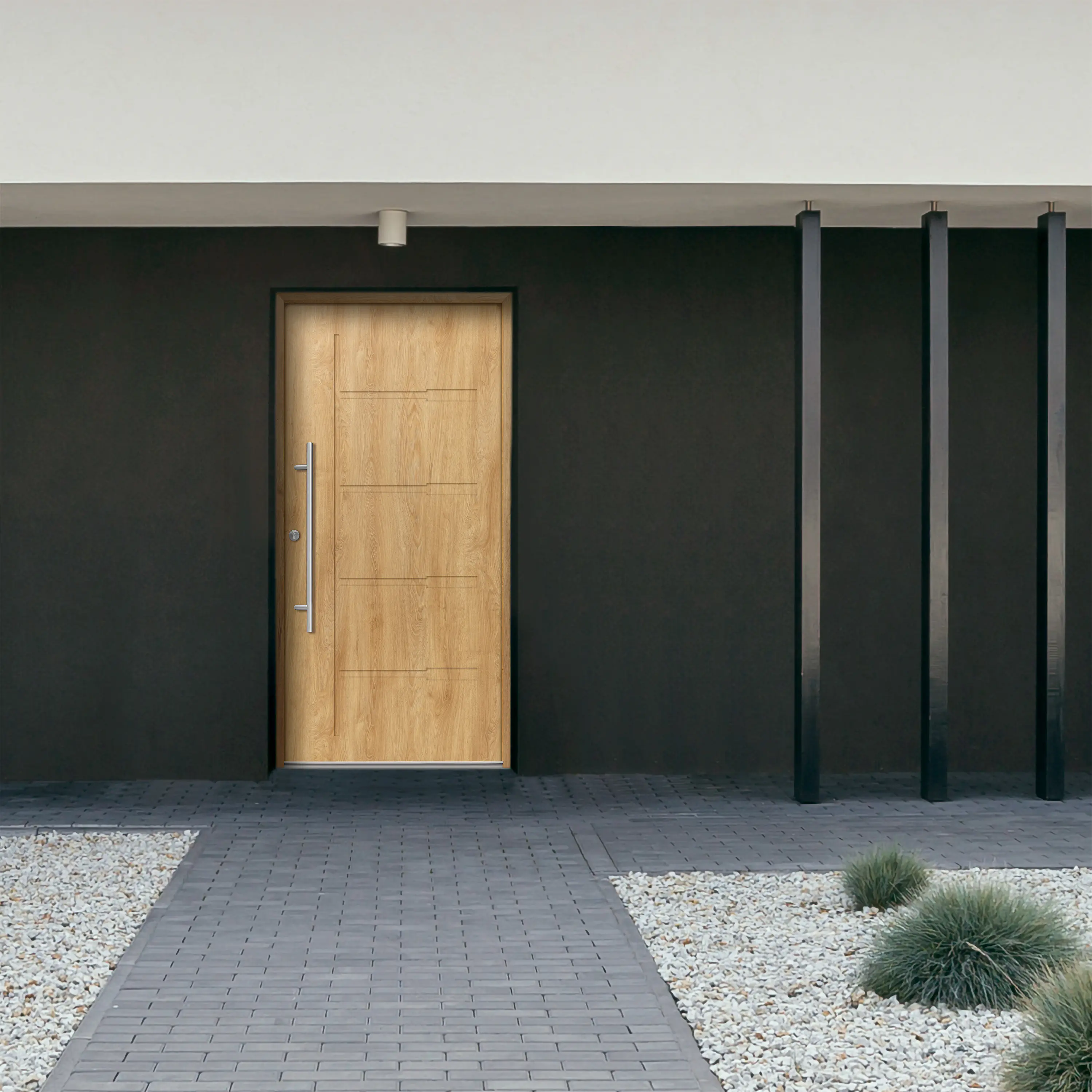 Splendoor Haustür Passivedoor Premium H1 Eiche Natur DIN Links 110 x 210 cm