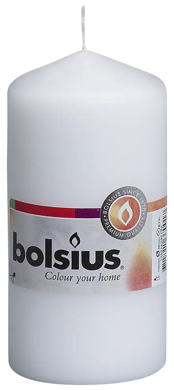 8711711370017 Bolsius Stumpenkerze weiß, Höhe 12 cm, Ø 5,8 cm