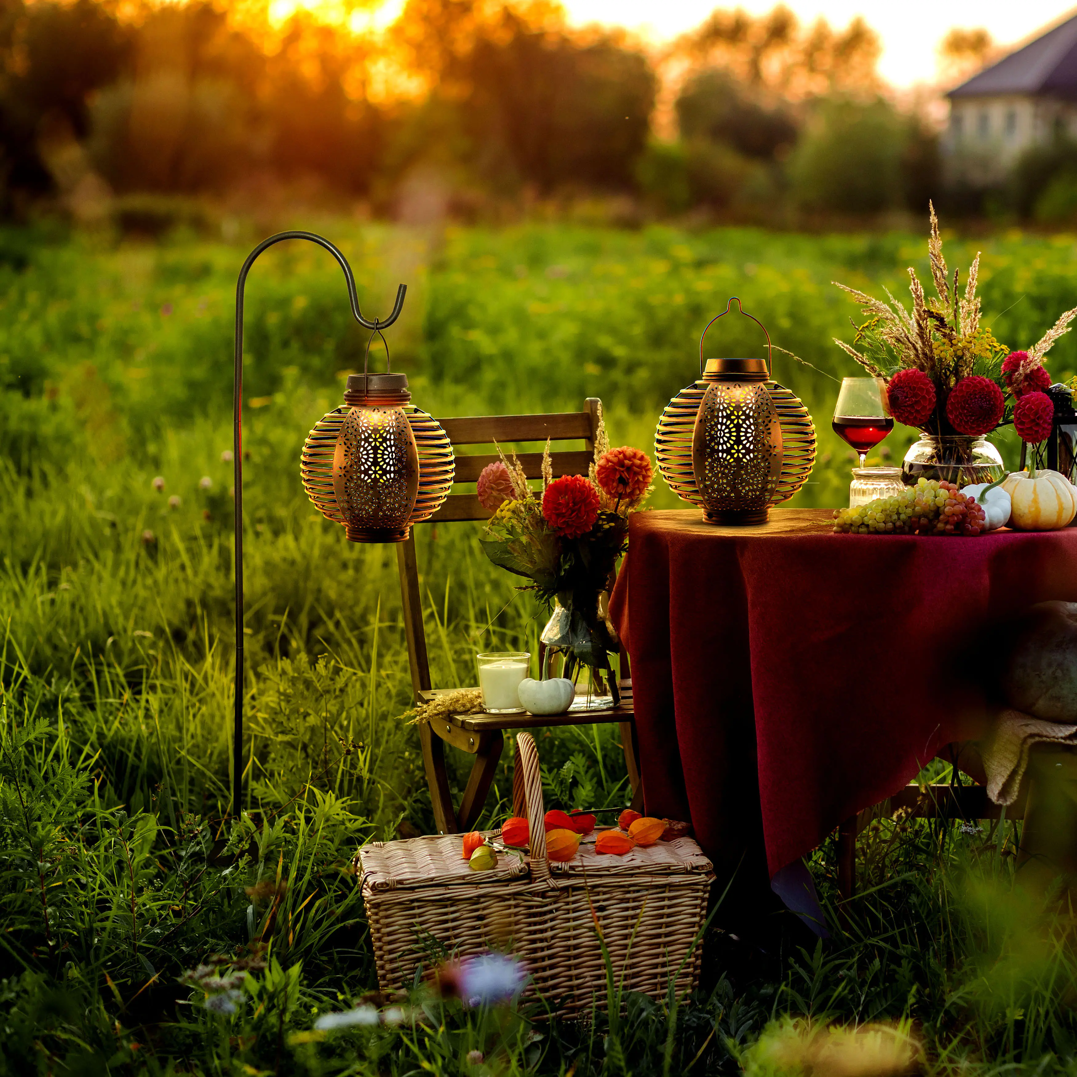 Näve Solar-Gartenleuchte LED mit Dämmerungssensor Lampion 78 cm schwarz