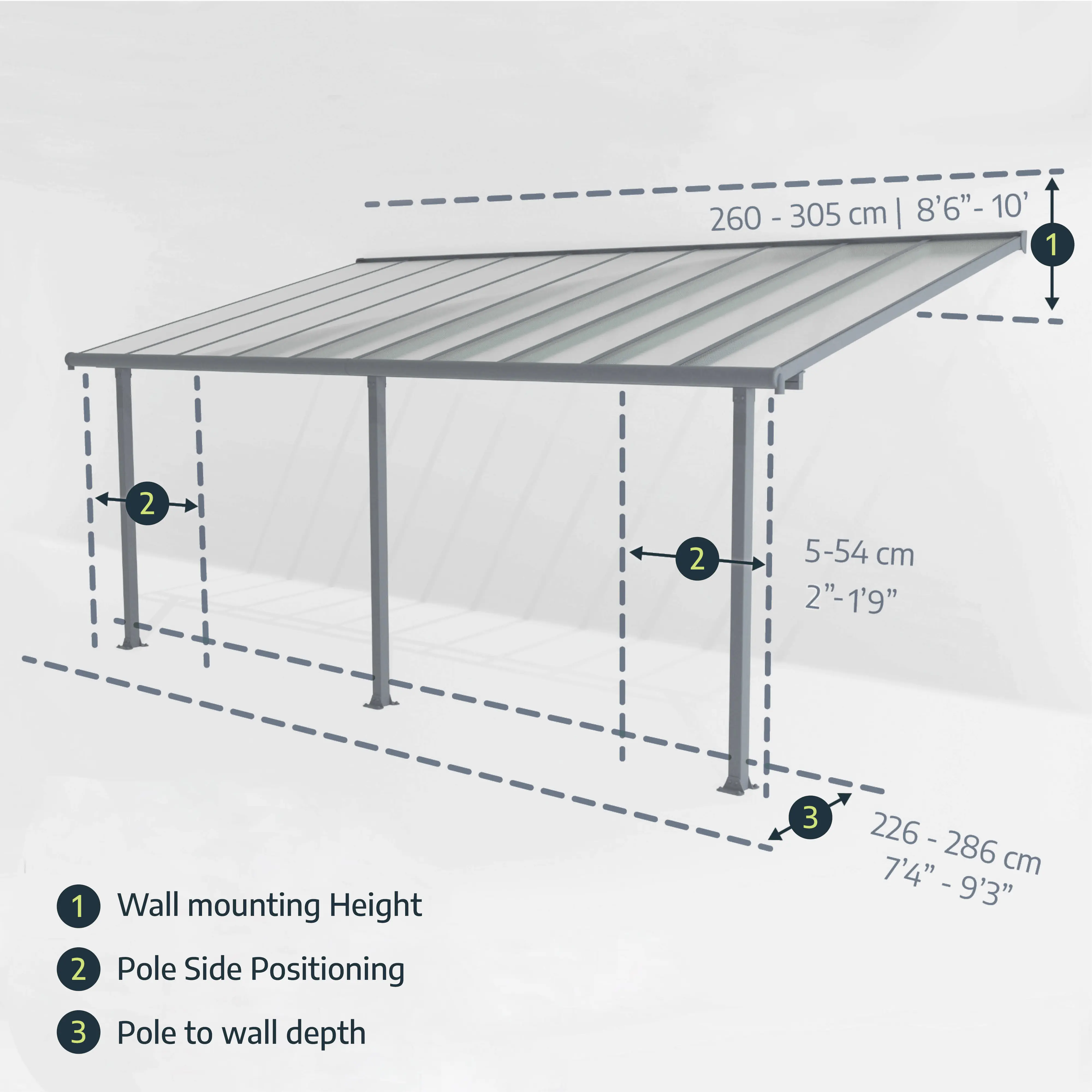 Canopia Terrassendach 1092 x 300 cm grau