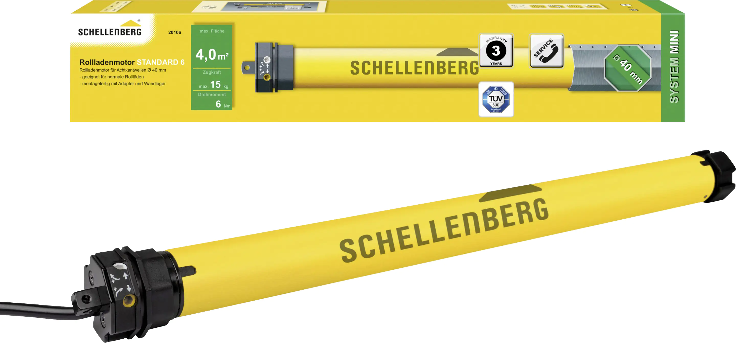 Schellenberg Rohrmotor Mini Standard 6 Nm für 40 mm Achtkantwelle Schellenberg Rohrmotor Mini Standard 6 Nm für 40 mm Achtkantwelle