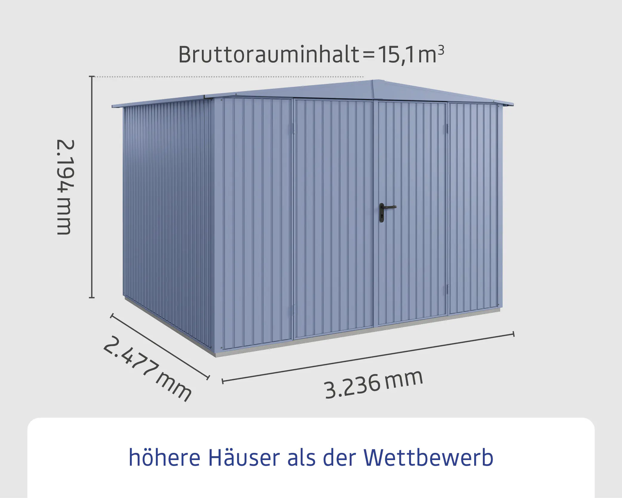 EcoStar Gerätehaus Trend-S Typ 3 323,6 x 247,7 x 219,4 cm taubenblau