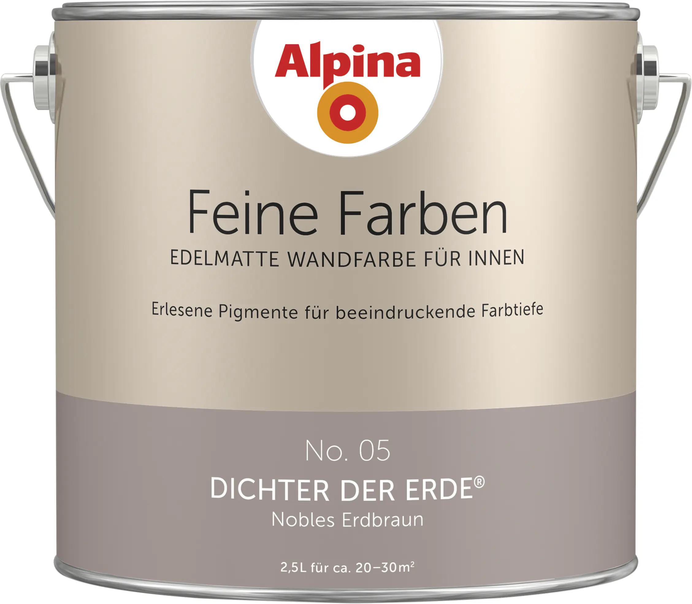 Alpina Feine Farben Wandfarbe No. 05 Dichter der Erde - nobles erdbraun 2,5 L