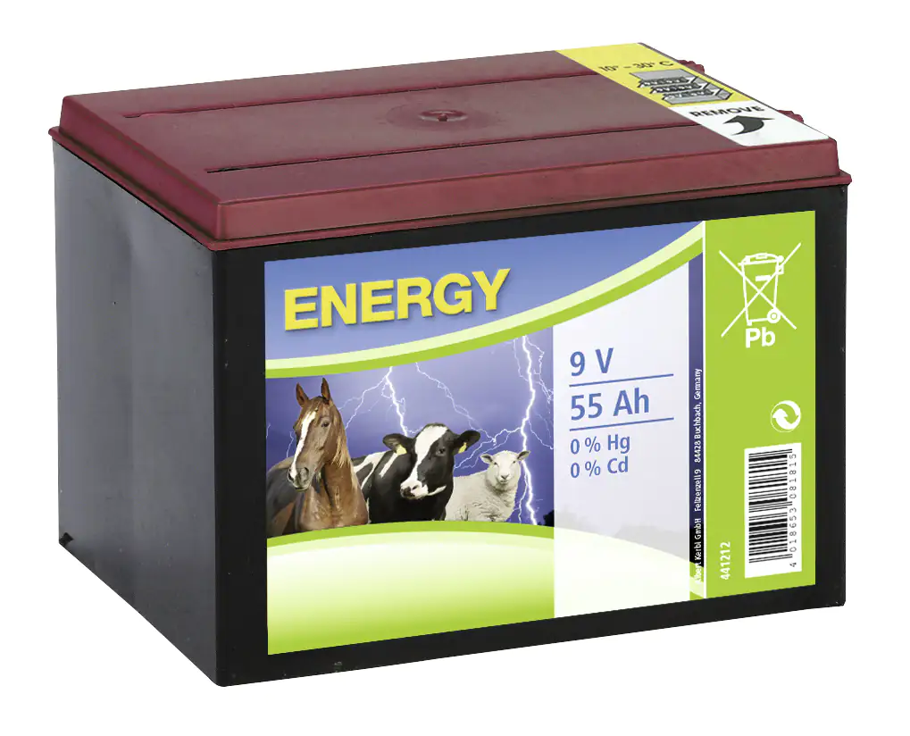 Kerbl Weidezaun Trockenbatterie Zink-Kohle 9 Volt 9 Volt, 55 Ah