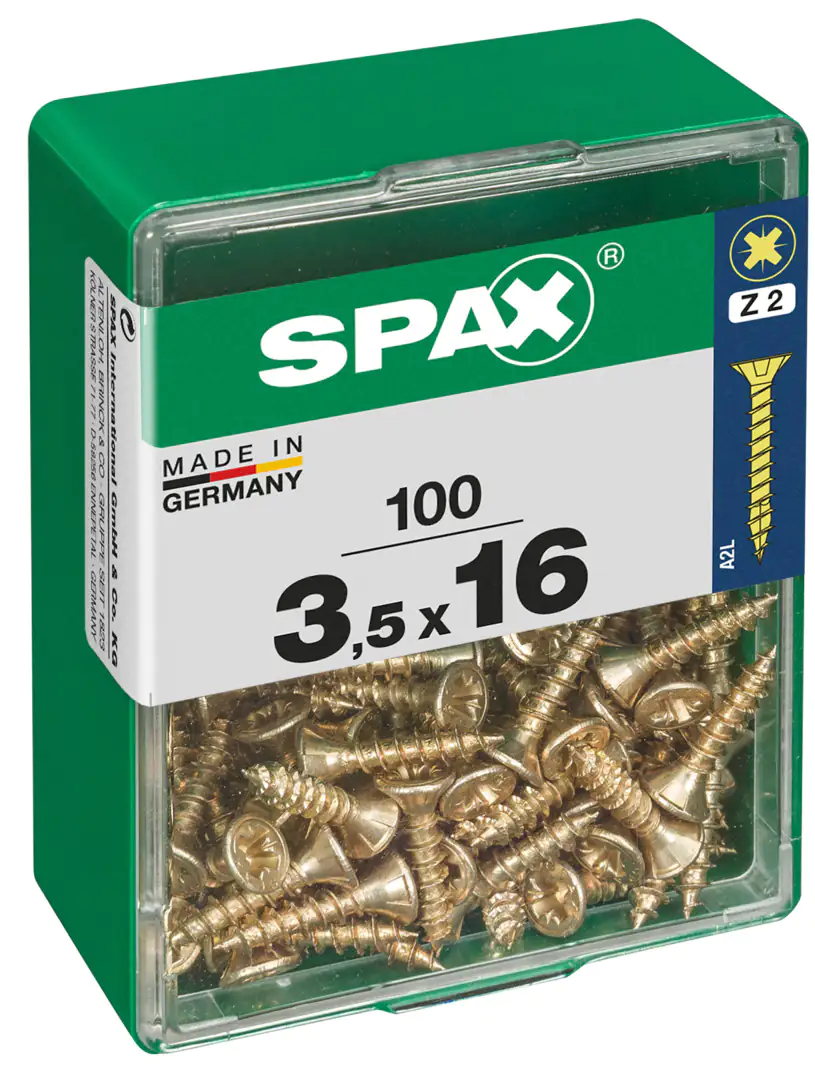 Spax Universalschrauben 3.5 x 16 mm PZ 2 Senkkopf - 100 Stk.