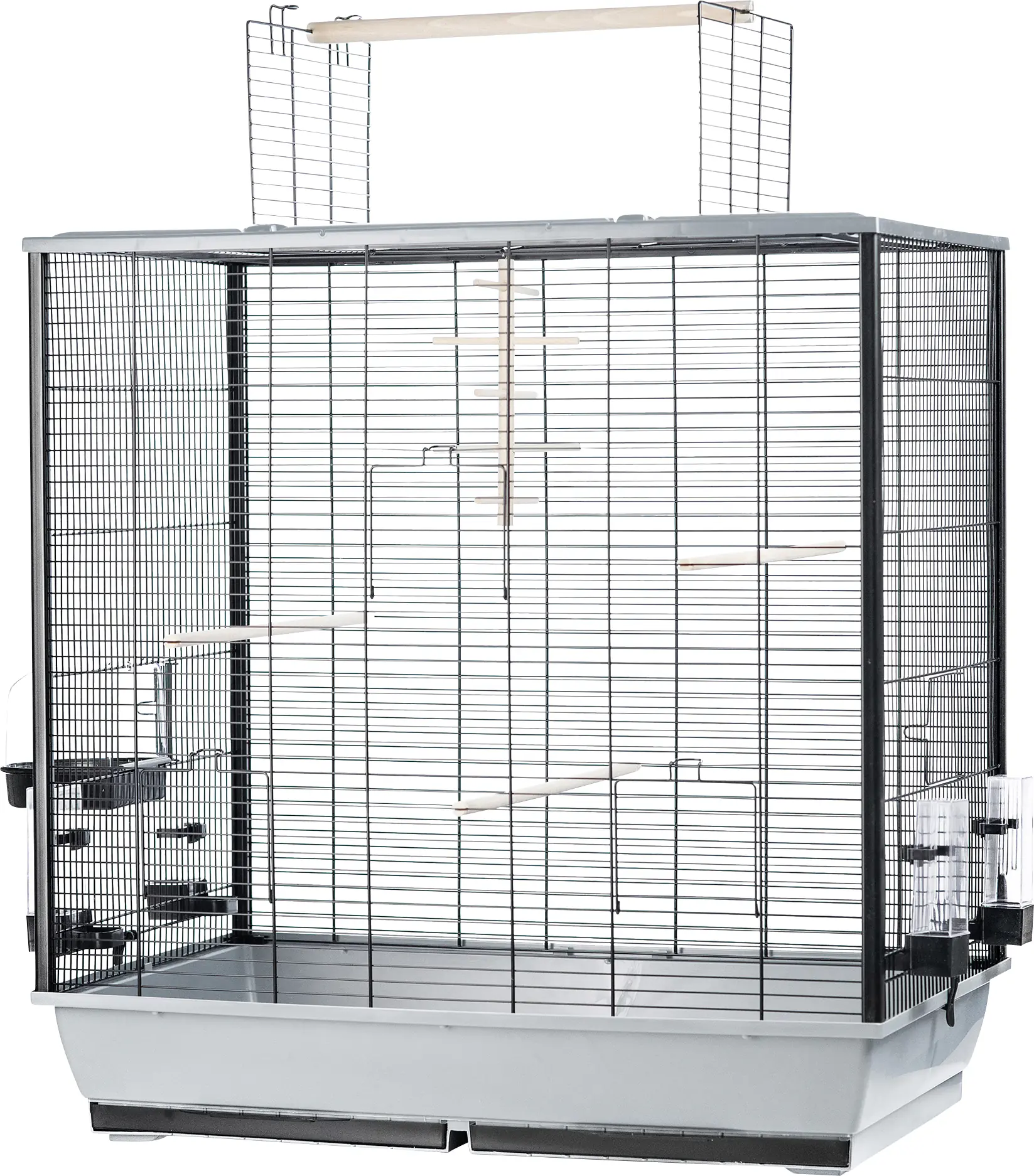 Ollesch Vogelheim Fiona Deluxe schwarz grau 78x47,5x81,5 cm, mit Zubehör