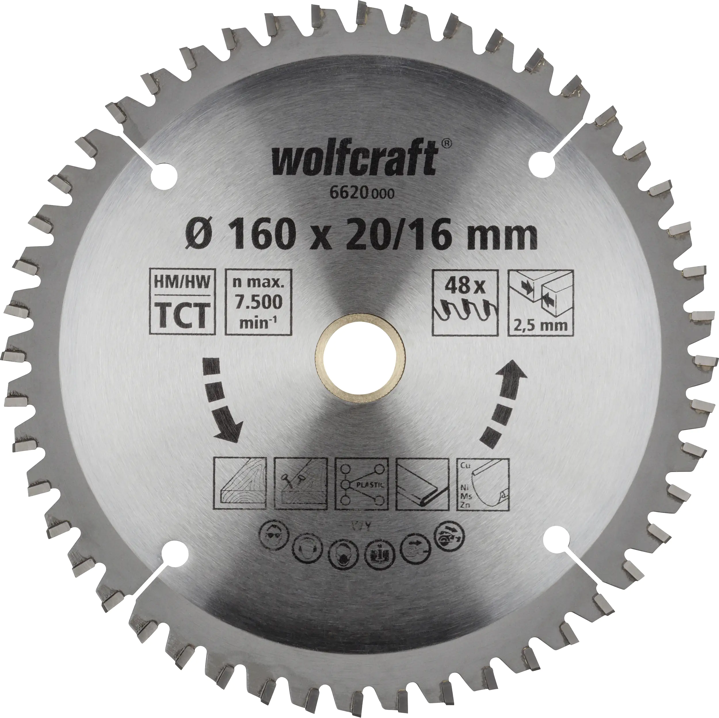 Wolfcraft Kreissägeblatt 160 x 20 mm 48 Zähne Chrom Vanadium Wolfcraft Kreissägeblatt 160 x 20 mm 48 Zähne Chrom Vanadium
