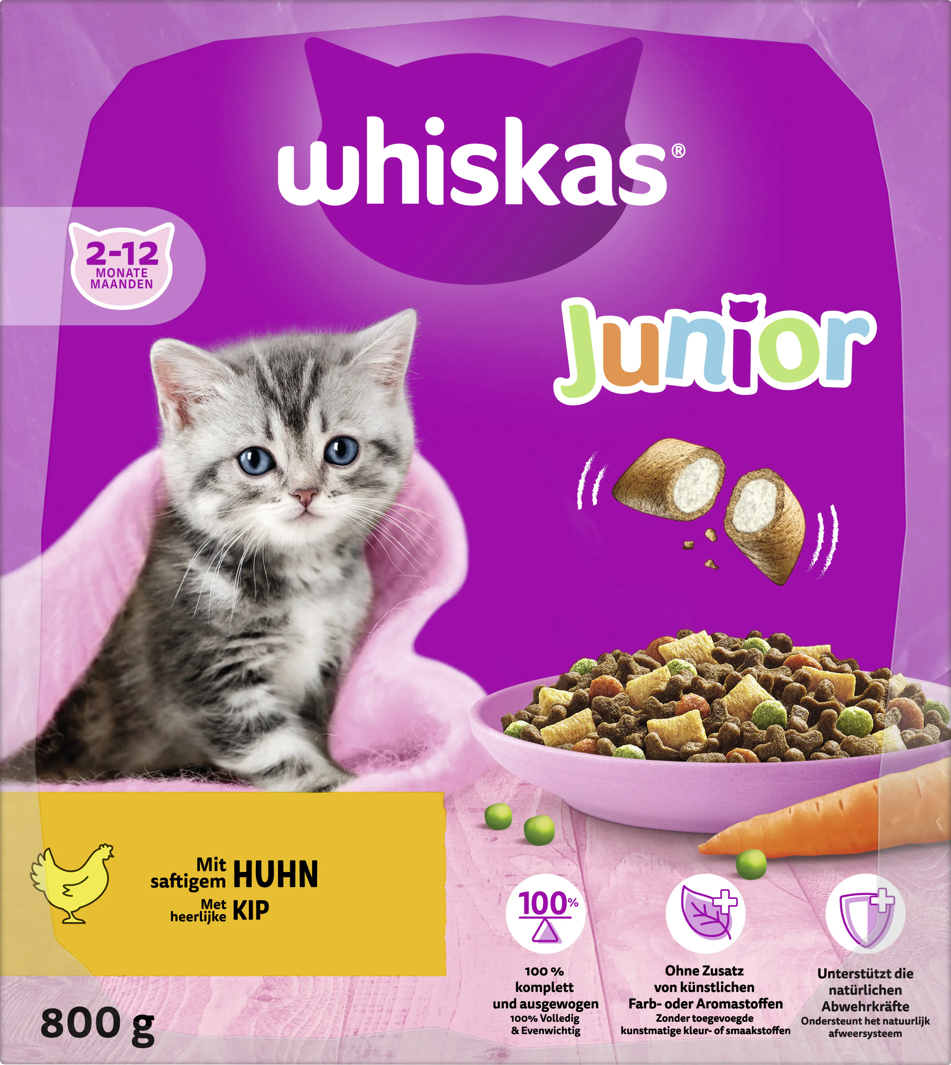 Whiskas Trockenfutter Junior 212 Monate mit Huhn 800 g kaufen Globus